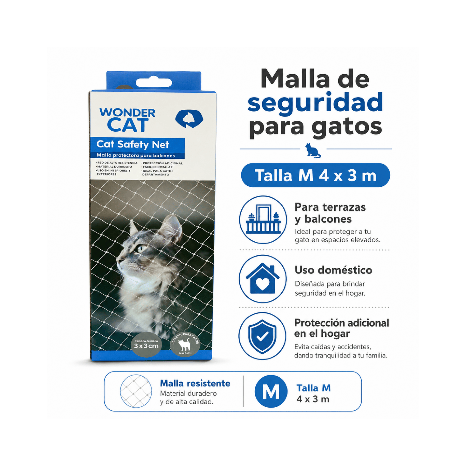 Malla Seguridad Gatos Balcón Terraza 4x3 M-6