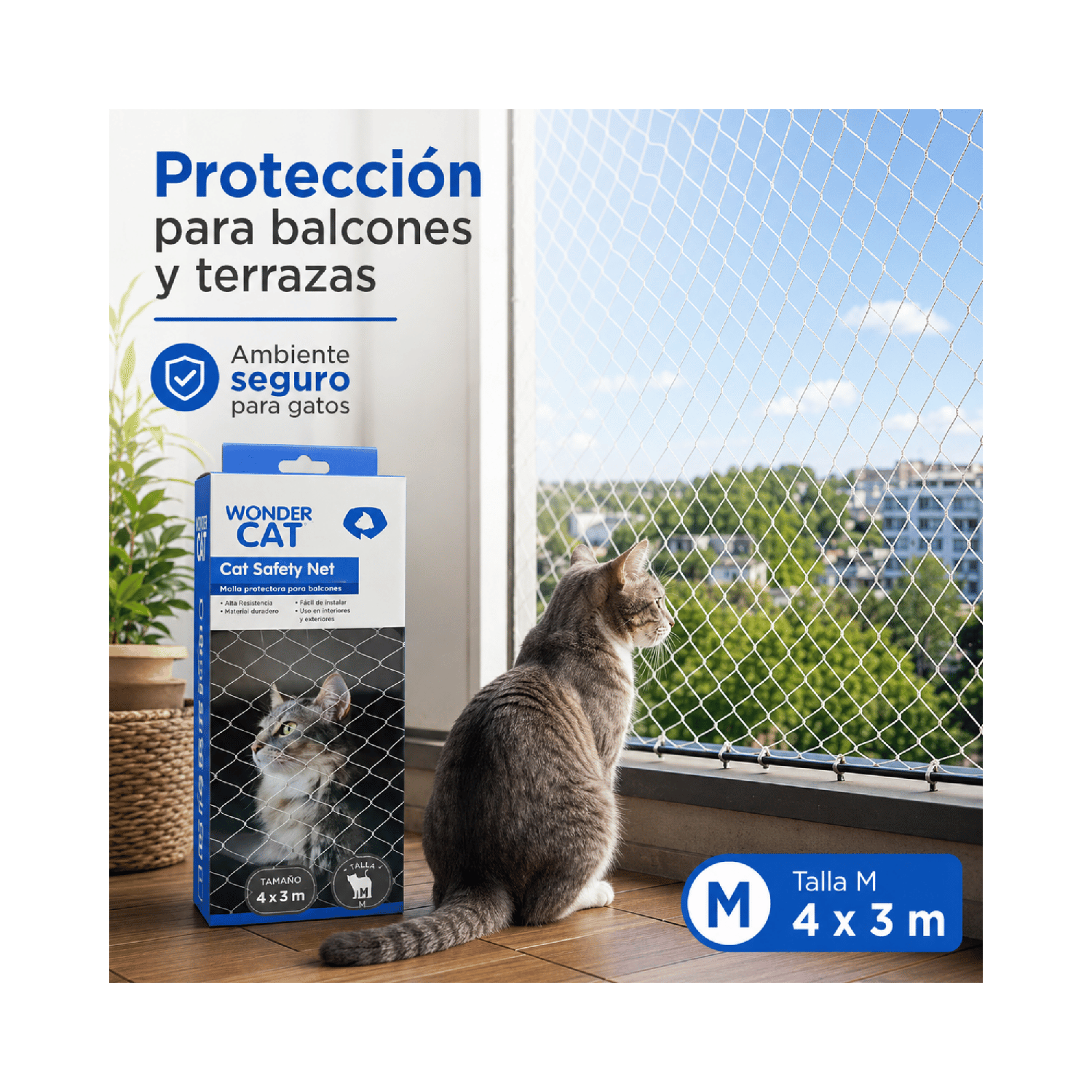 Malla Seguridad Gatos Balcón Terraza 4x3 M-7