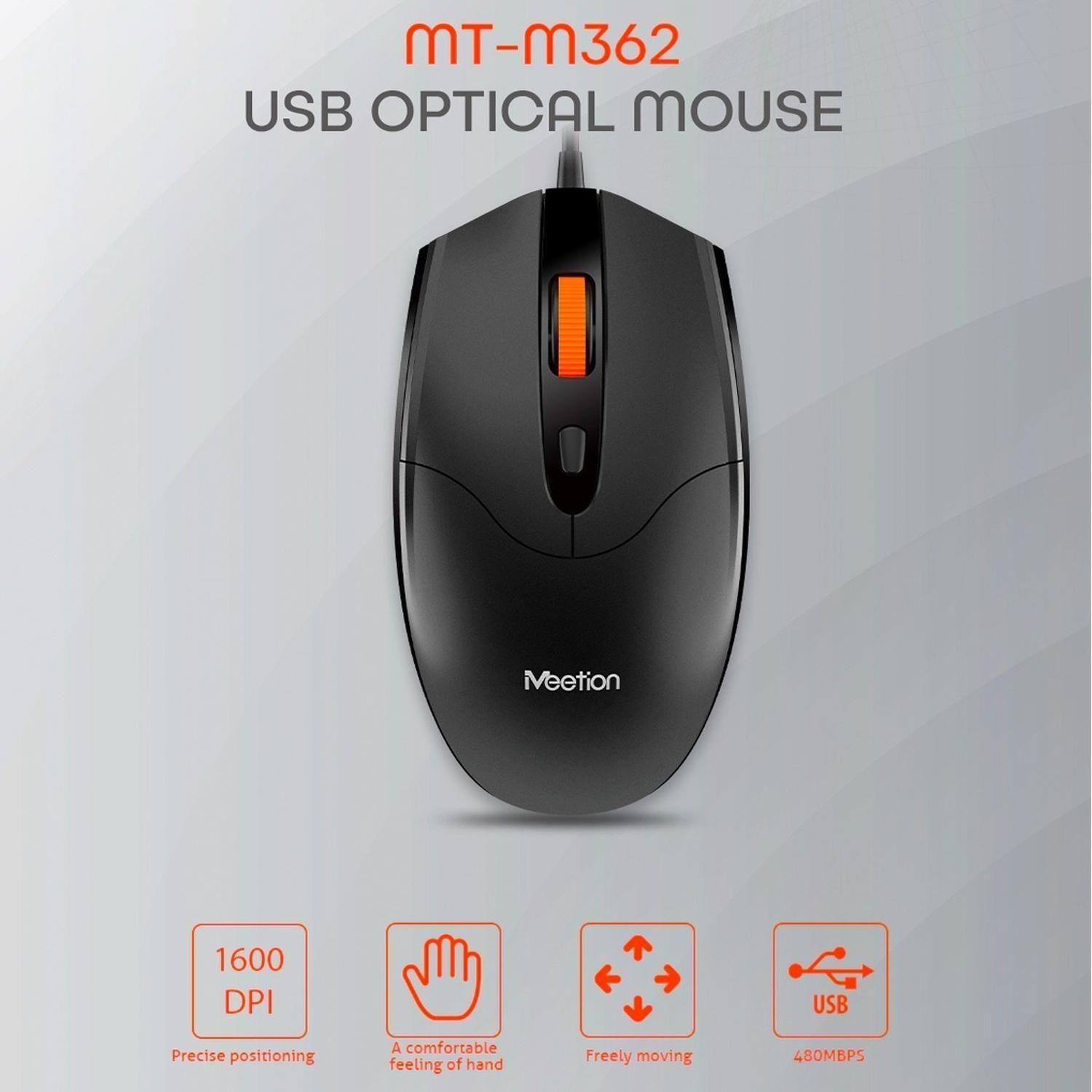 Mouse Óptico Con Cable 1600 Dpi Mt-m362 Meetion Negro-6
