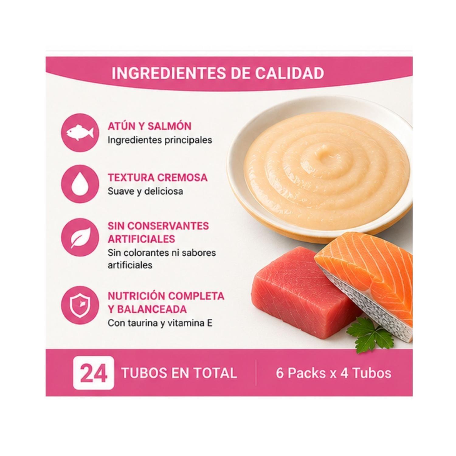 Churu Cat Meal Topper Atún y Salmón 14g x4 | Pack 6 Unidades-3