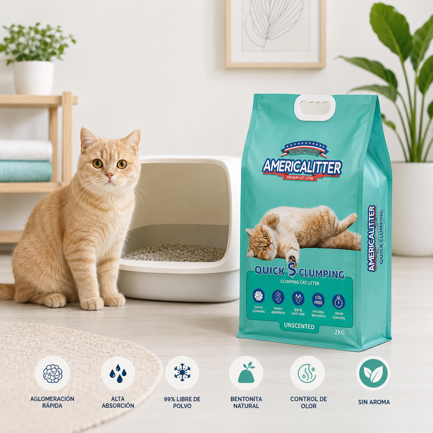 Arena Gato America Litter Quick Clumping 2 kg-2