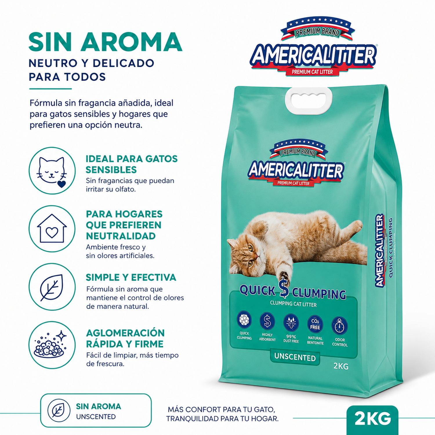 Arena Gato America Litter Quick Clumping 2 kg-6