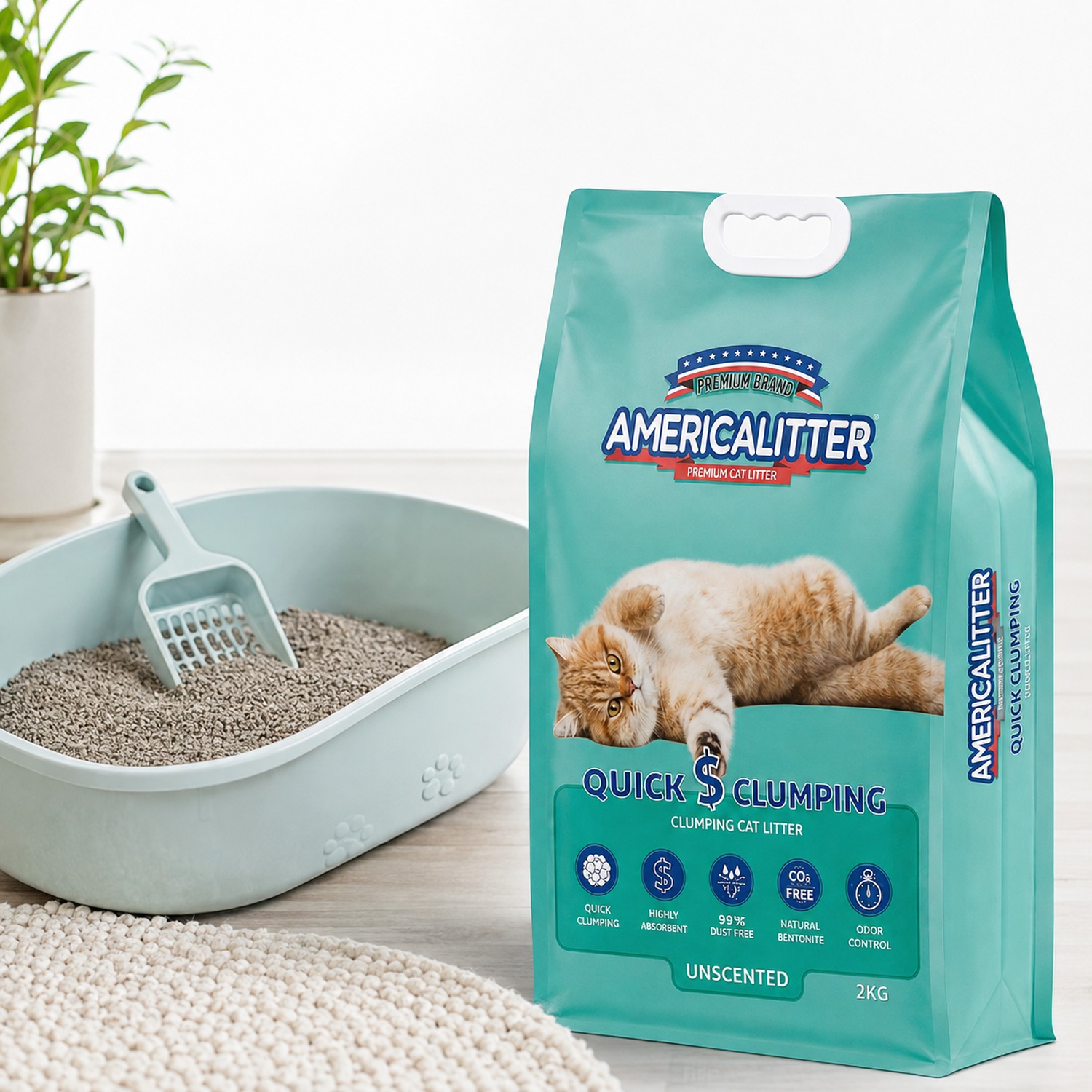 Arena Gato America Litter Quick Clumping 2 kg-7