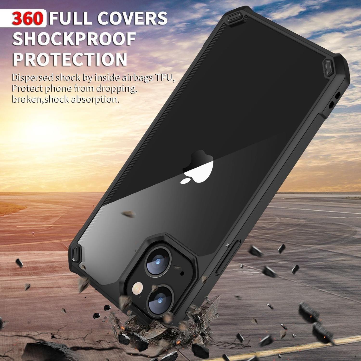 Carcasa para iPhone 14 Transparente Bordes Negros Reforzada-4