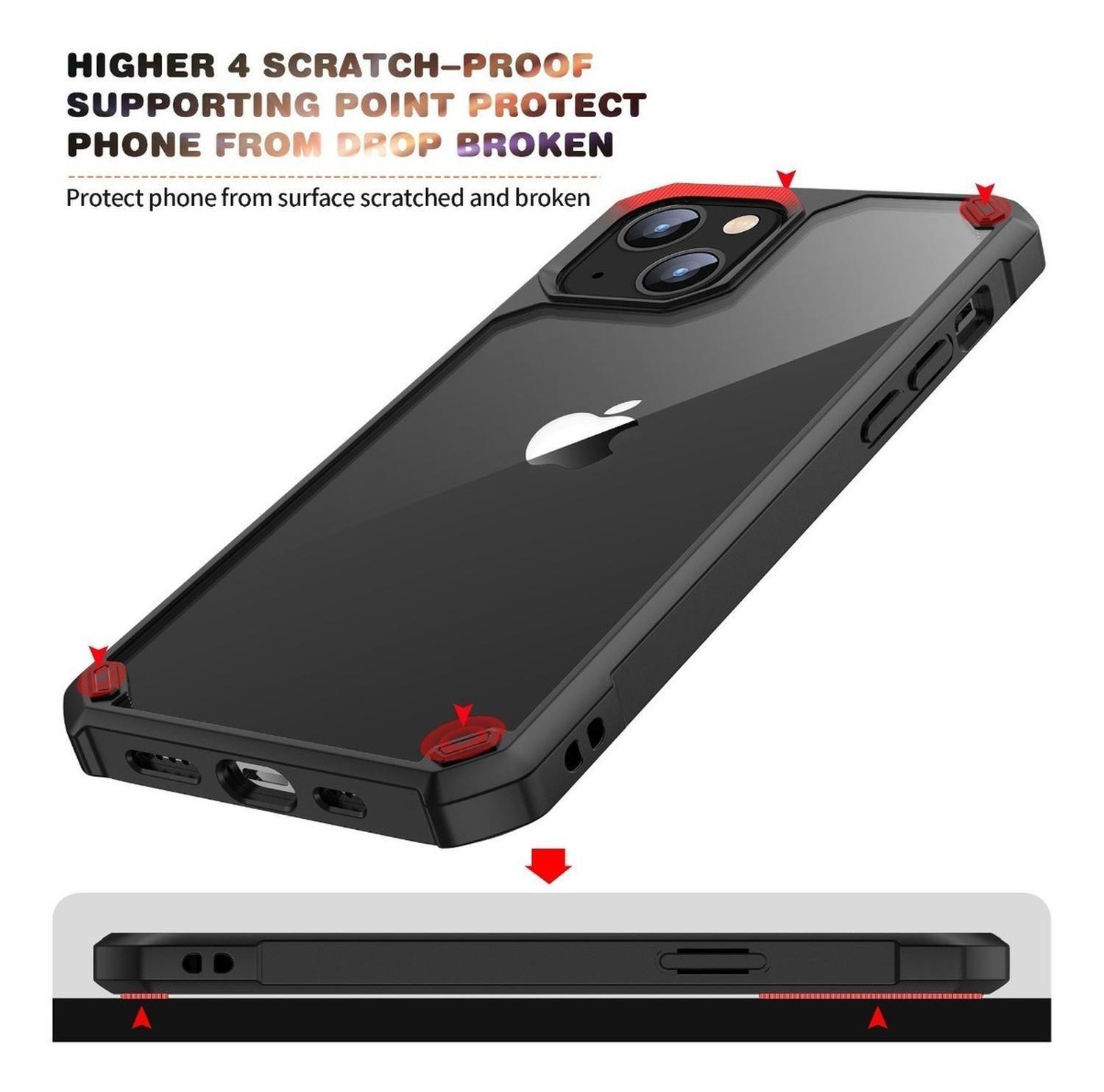 Carcasa para iPhone 14 Transparente Bordes Negros Reforzada-5