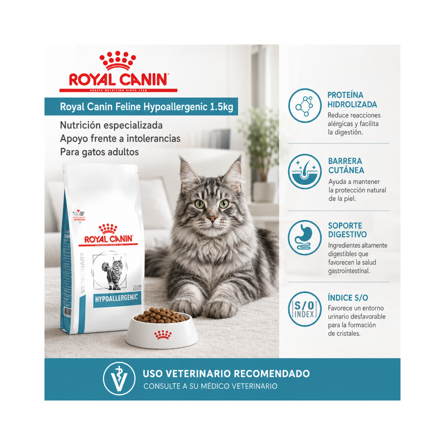 Royal Canin Hypoallergenic Feline Gato 1.5kg | Alergias-4
