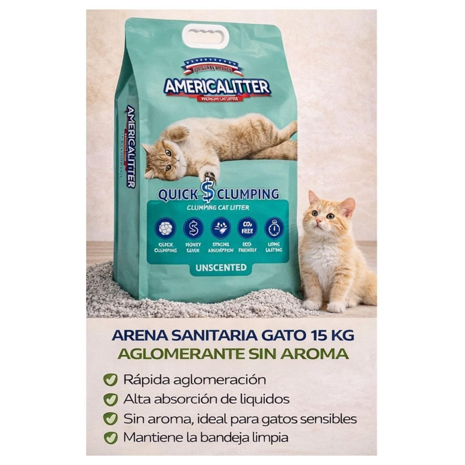 Arena Gato AmericaLitter 7 kg Quick Clumping Sin Aroma-2