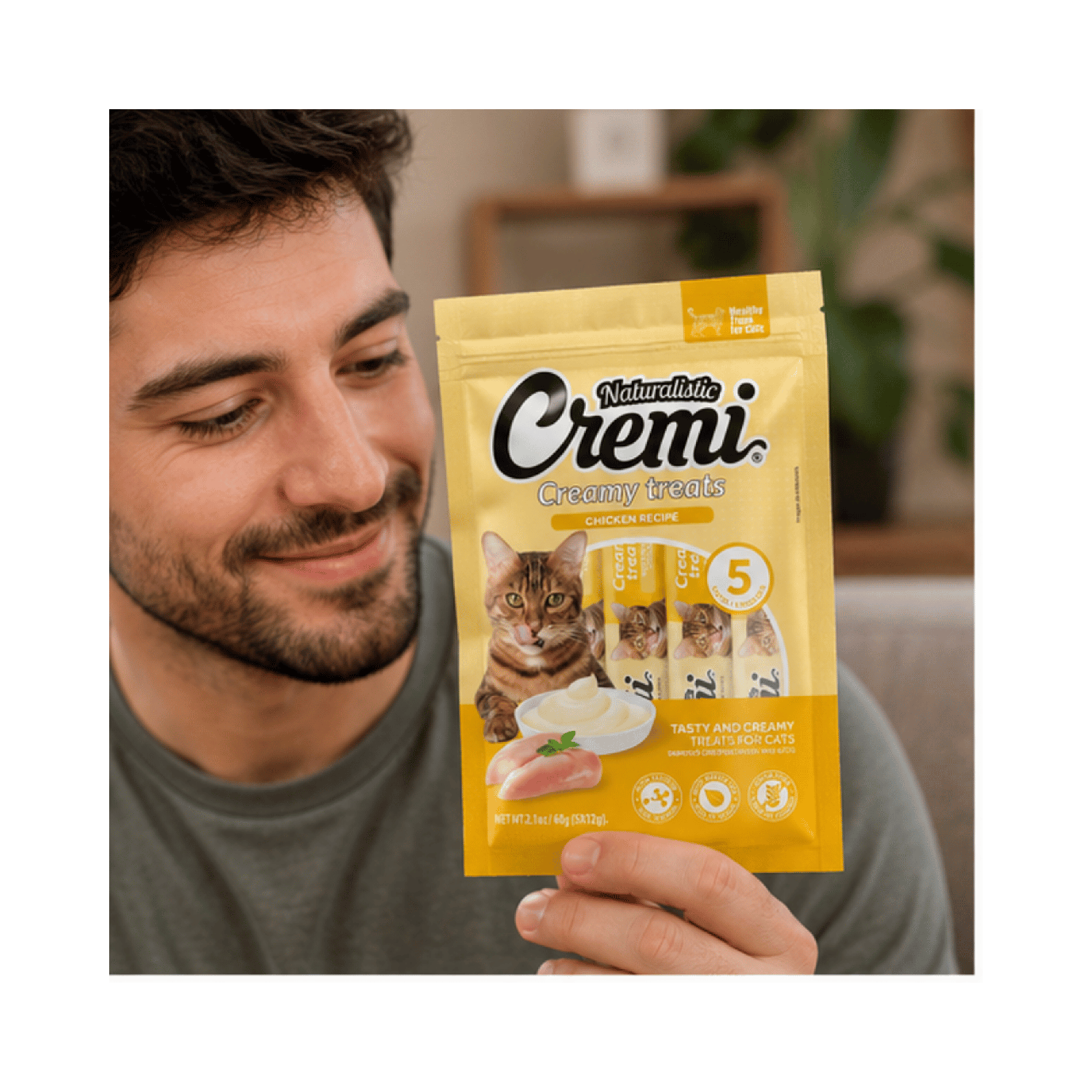 Snack Cremi Pollo Gato Naturalistic 5 Sachet 60g-5