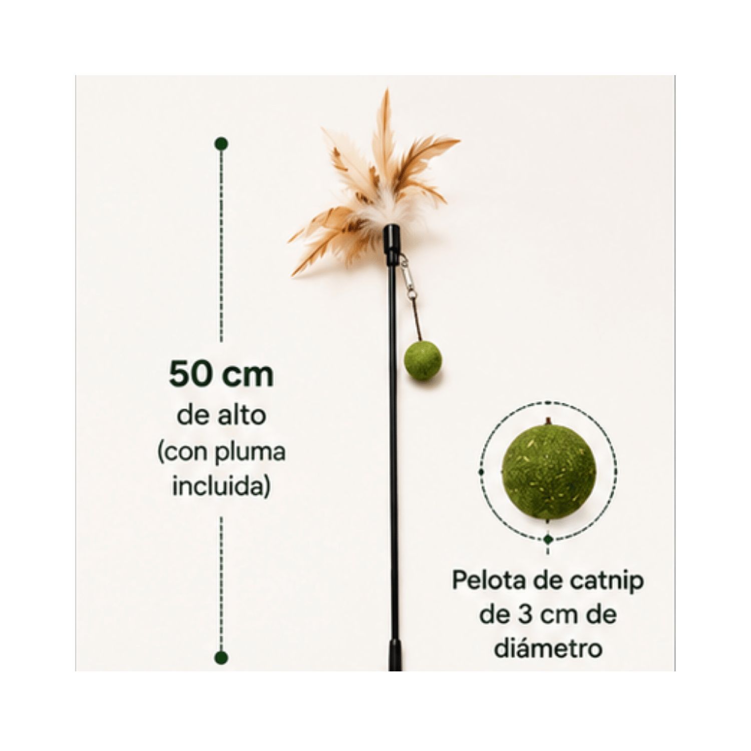Varilla Pluma Y Bola Catnip Para Gato 50 Cm-2