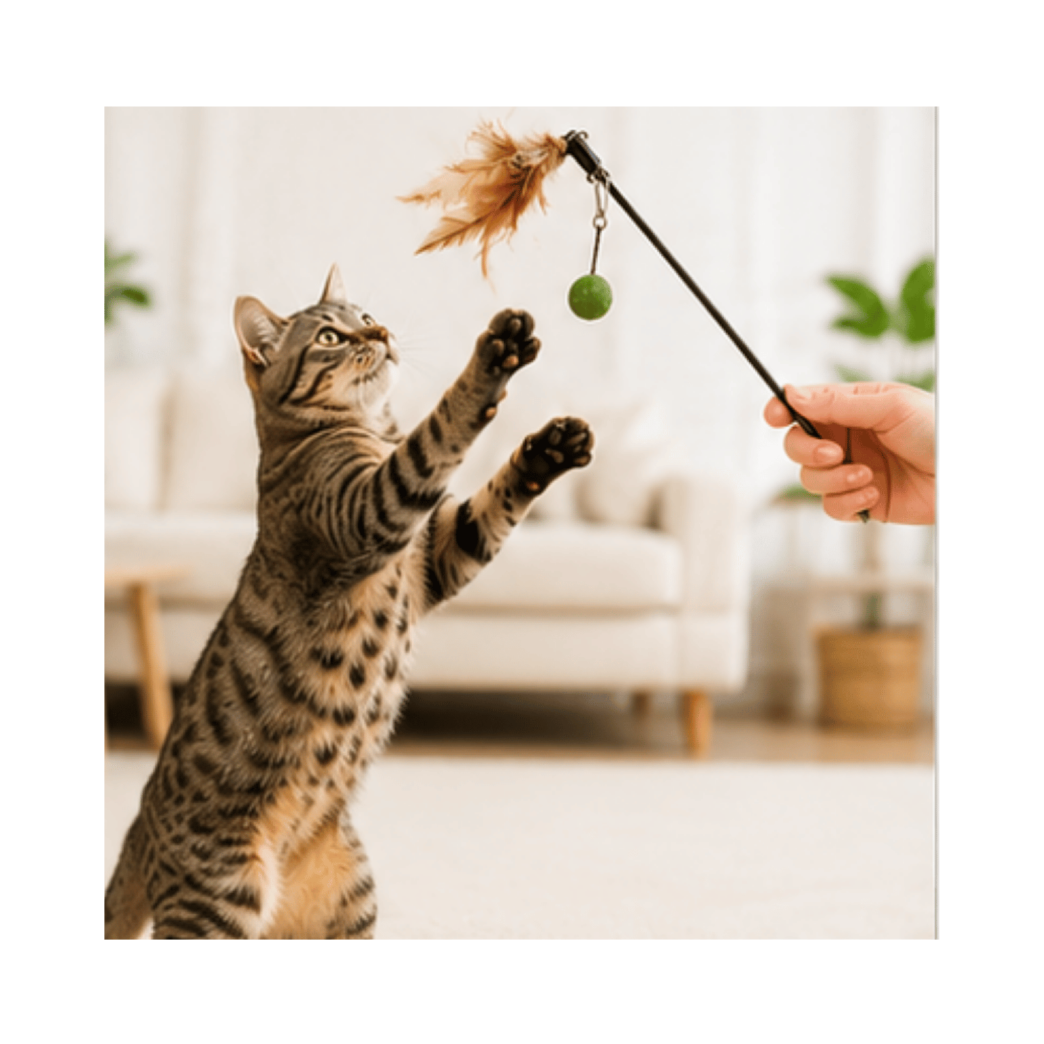 Varilla Pluma Y Bola Catnip Para Gato 50 Cm-3