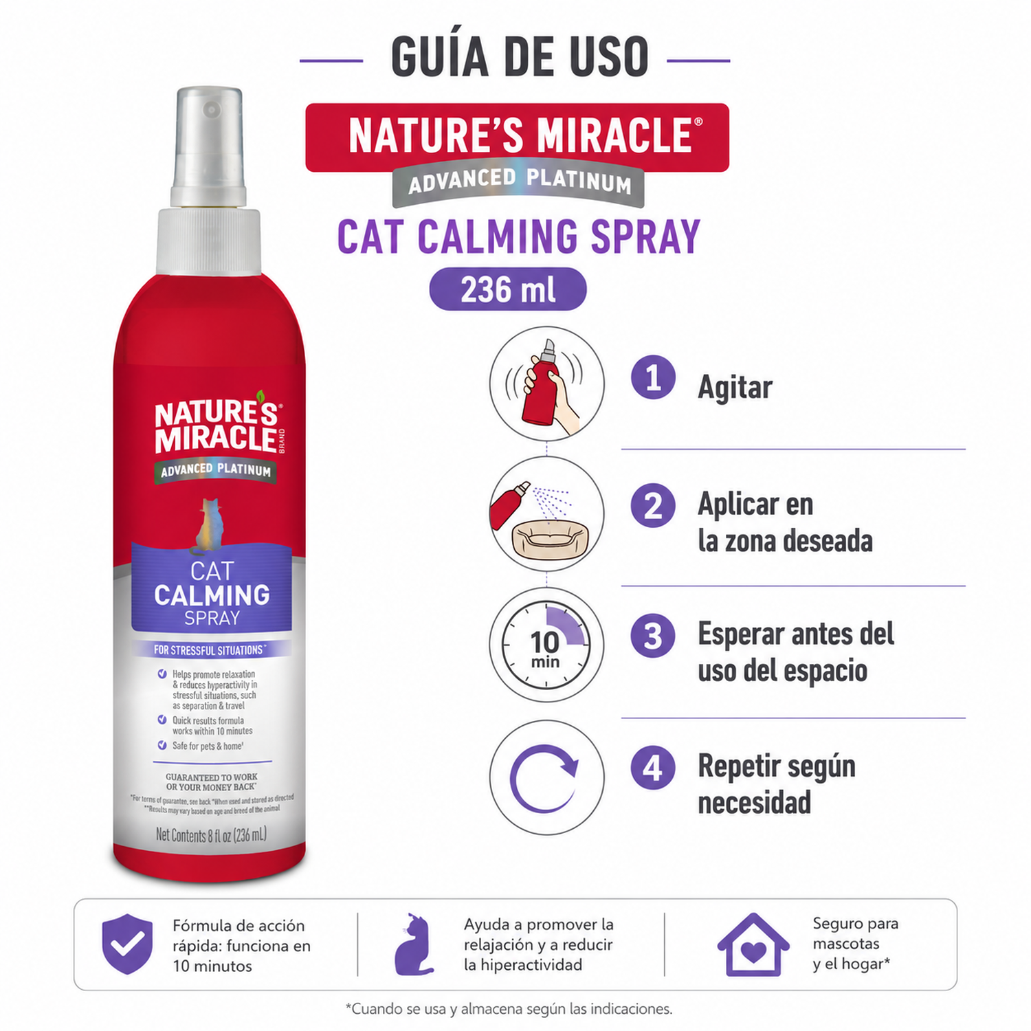 Spray Calmante Gatos Nature’s Miracle 236 ml-2