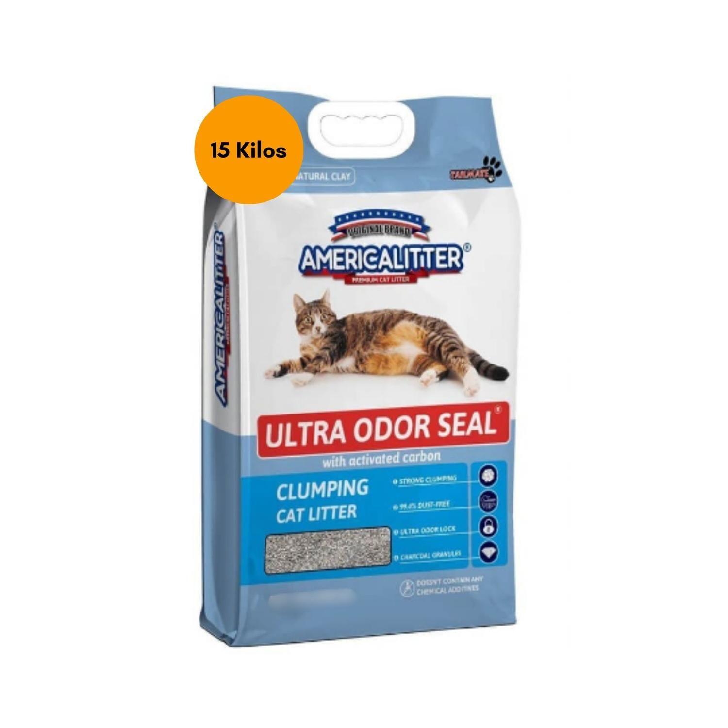 Arena Gato AmericaLitter 15 kg Ultra Odor Seal Carbon-6