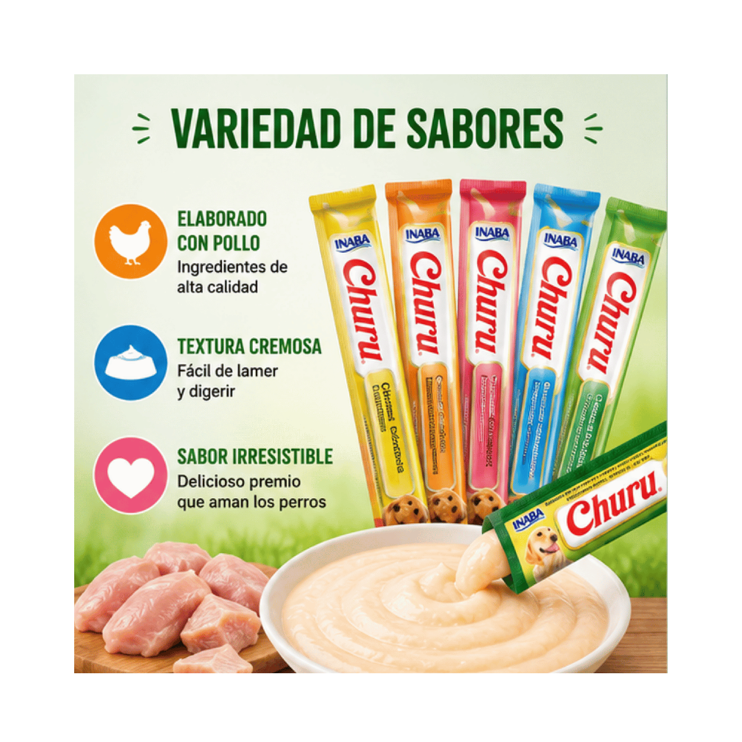 Churu Dog Variety Chicken 14g x50 Tubos Snack Cremoso Perro-3
