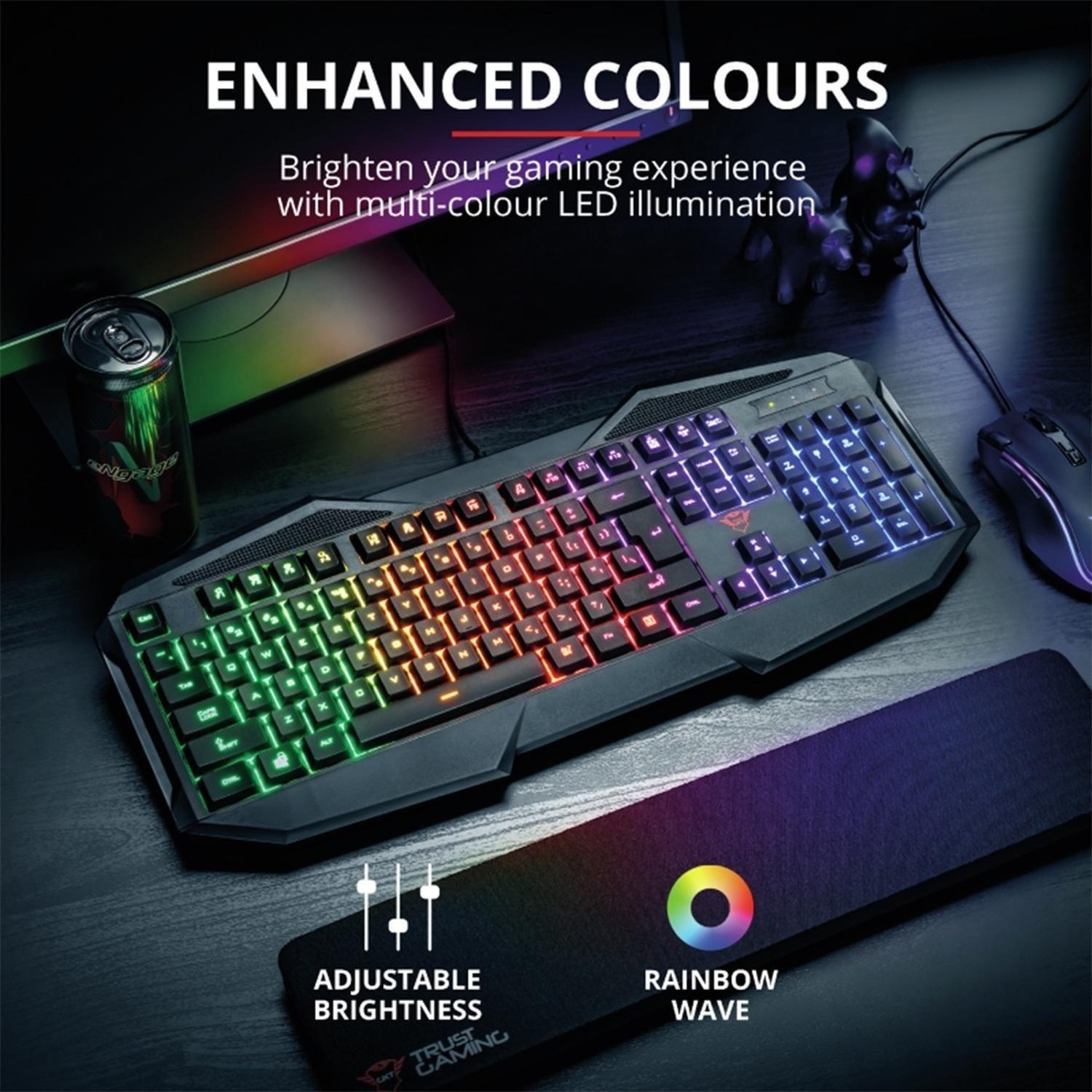 Teclado Gamer RGB Trust GXT 830-RW Avonn USB-2
