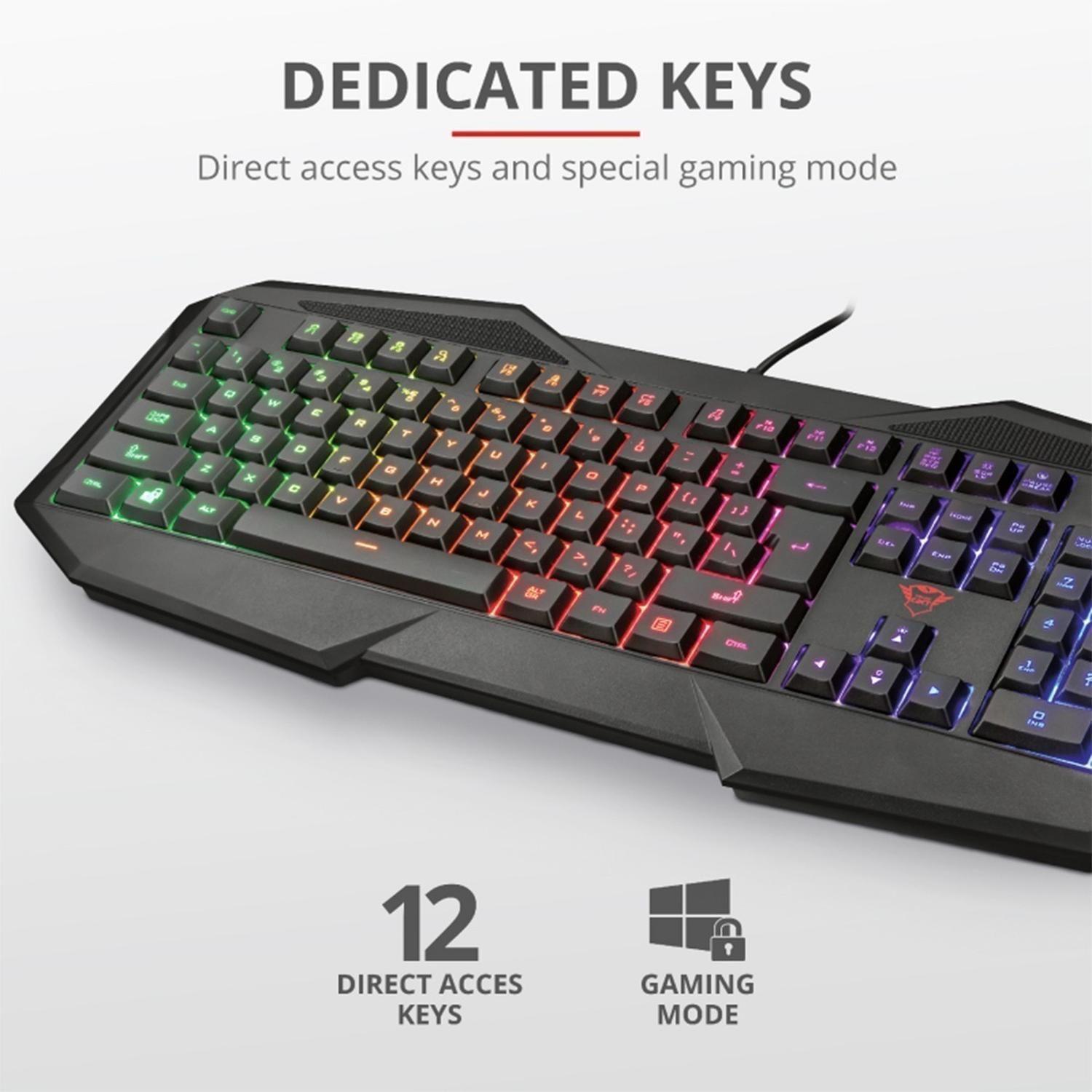 Teclado Gamer RGB Trust GXT 830-RW Avonn USB-3