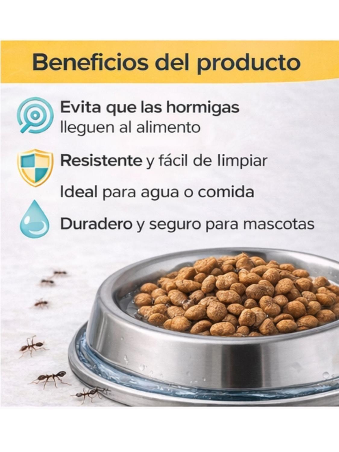 Plato Antihormigas Acero Inoxidable Mascotas XXL 2.7 L-2