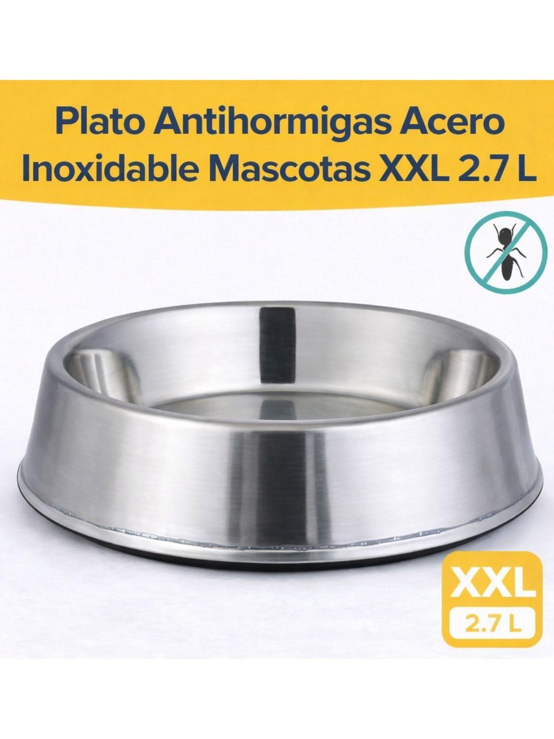 Plato Antihormigas Acero Inoxidable Mascotas XXL 2.7 L-4