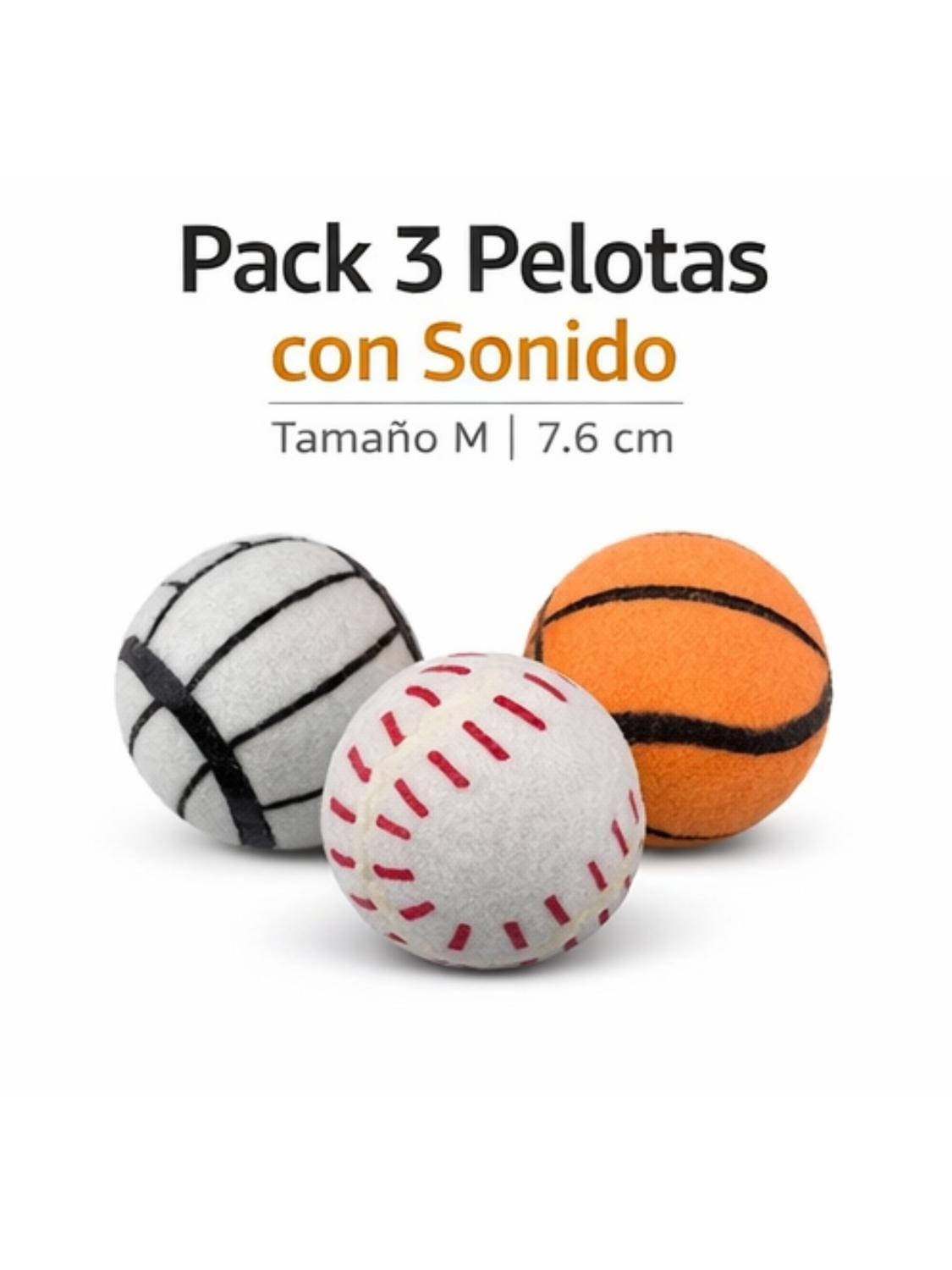 Pack 3 Pelotas con Sonido para Perros 7.6 cm-7