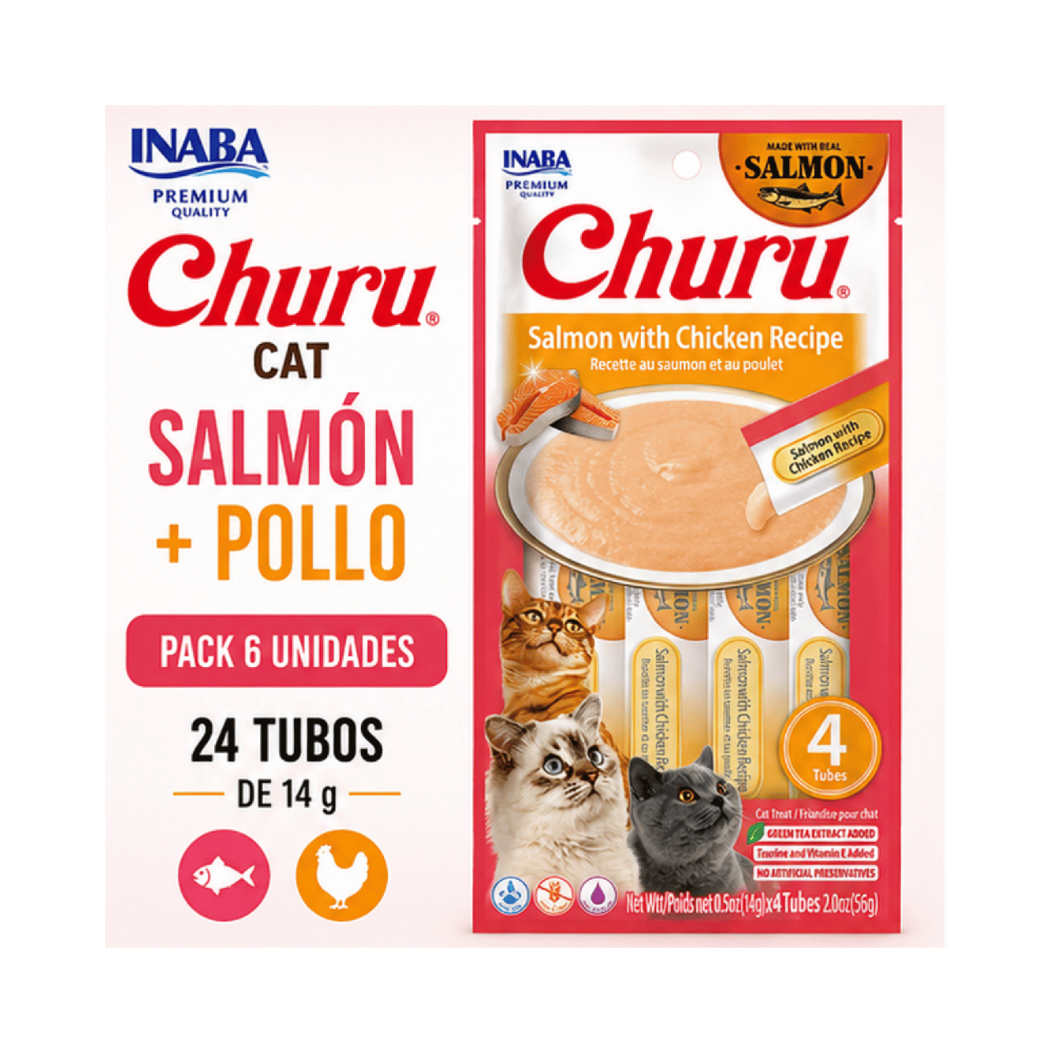 Churu Cat Salmón Y Pollo 14g x4 | Pack 6 Unidades-2
