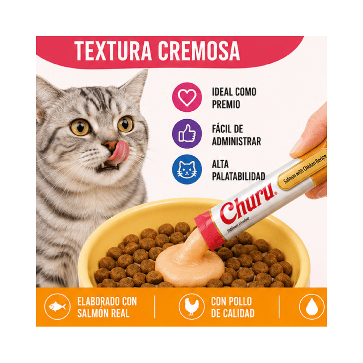 Churu Cat Salmón Y Pollo 14g x4 | Pack 6 Unidades-5
