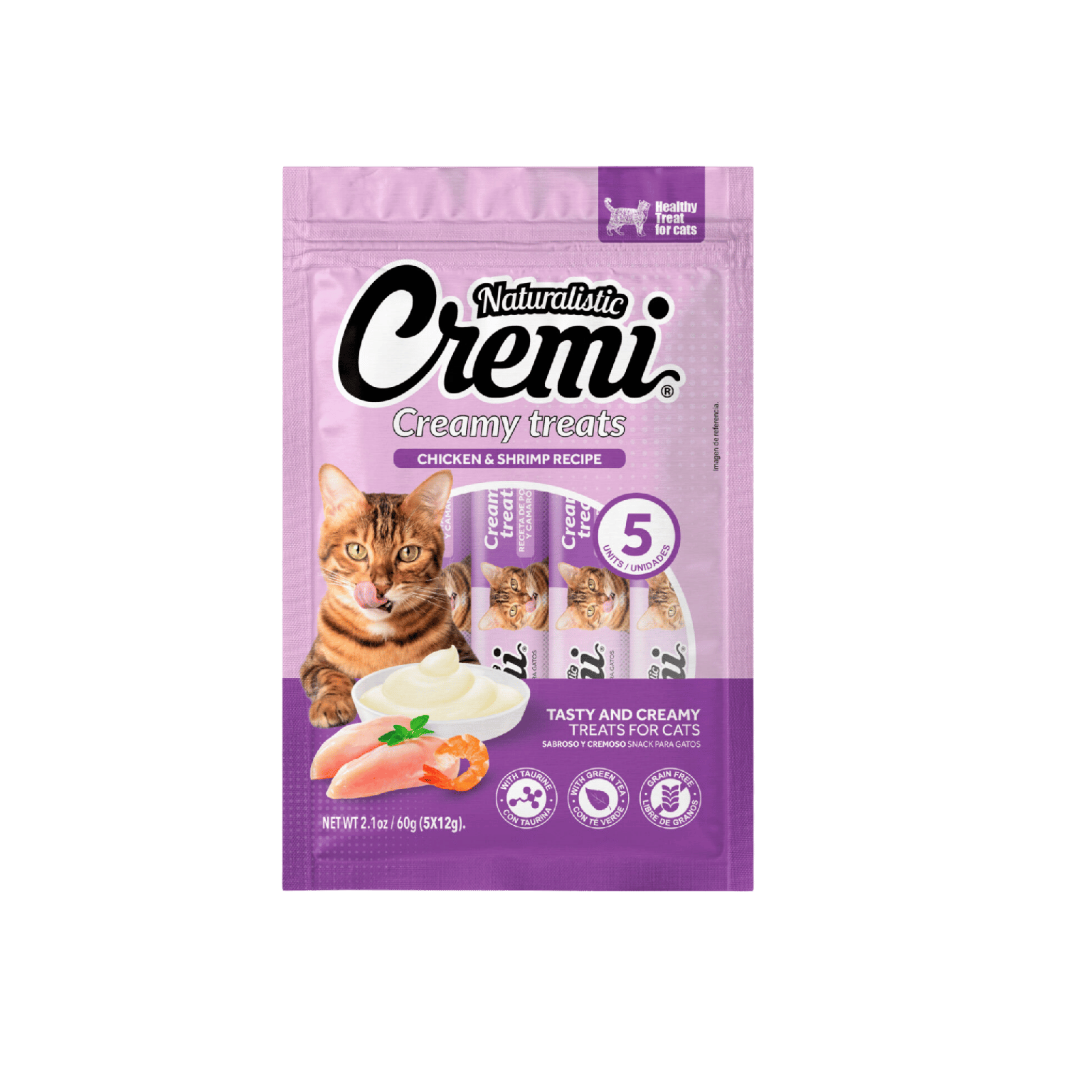 Snack Cremi Pollo Camarón Gato 5 Sachet 60g-0