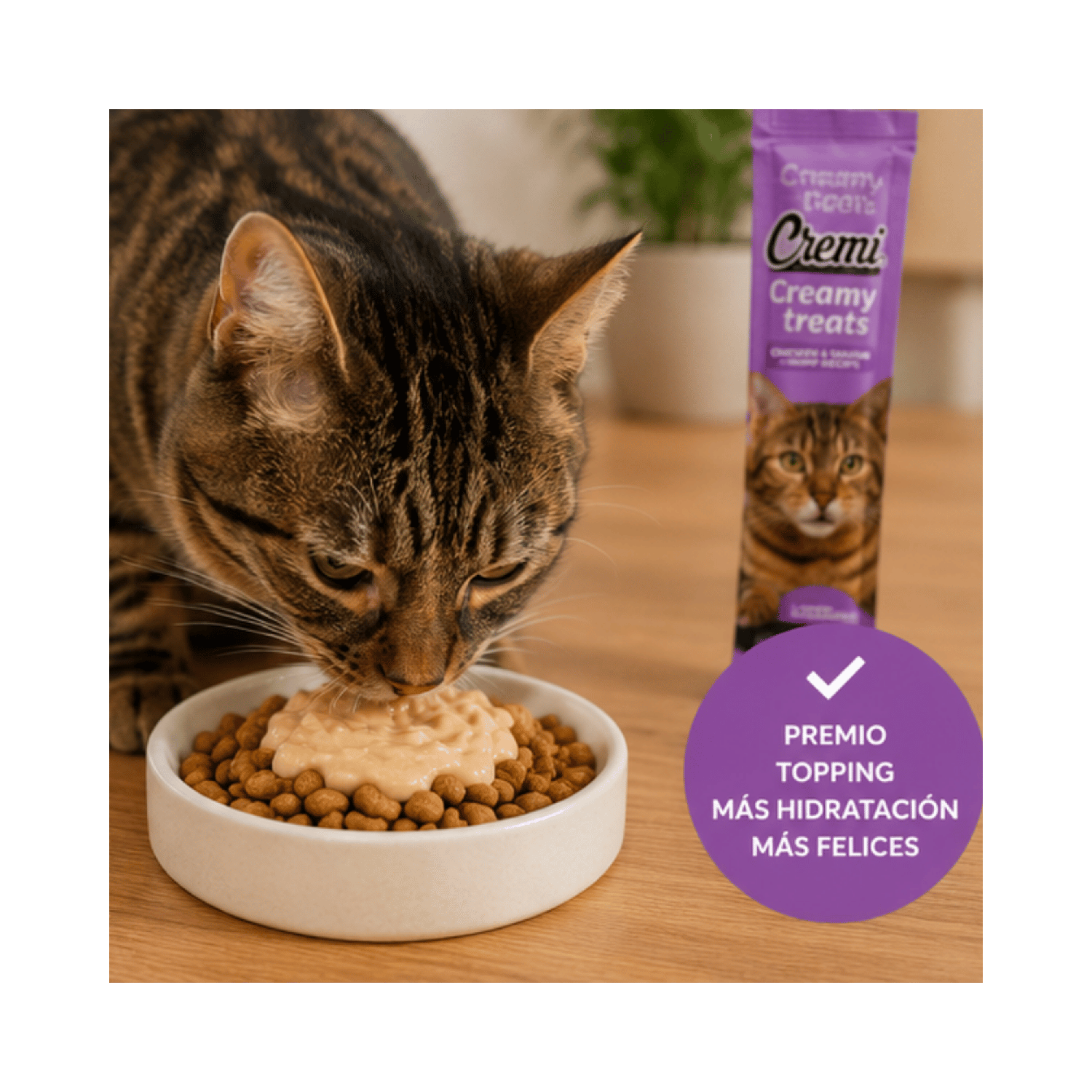 Snack Cremi Pollo Camarón Gato 5 Sachet 60g-3