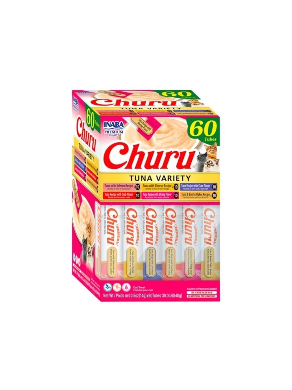 Churu Gatos Variedad Atún 60 Tubos 14g Snack Cremoso-0