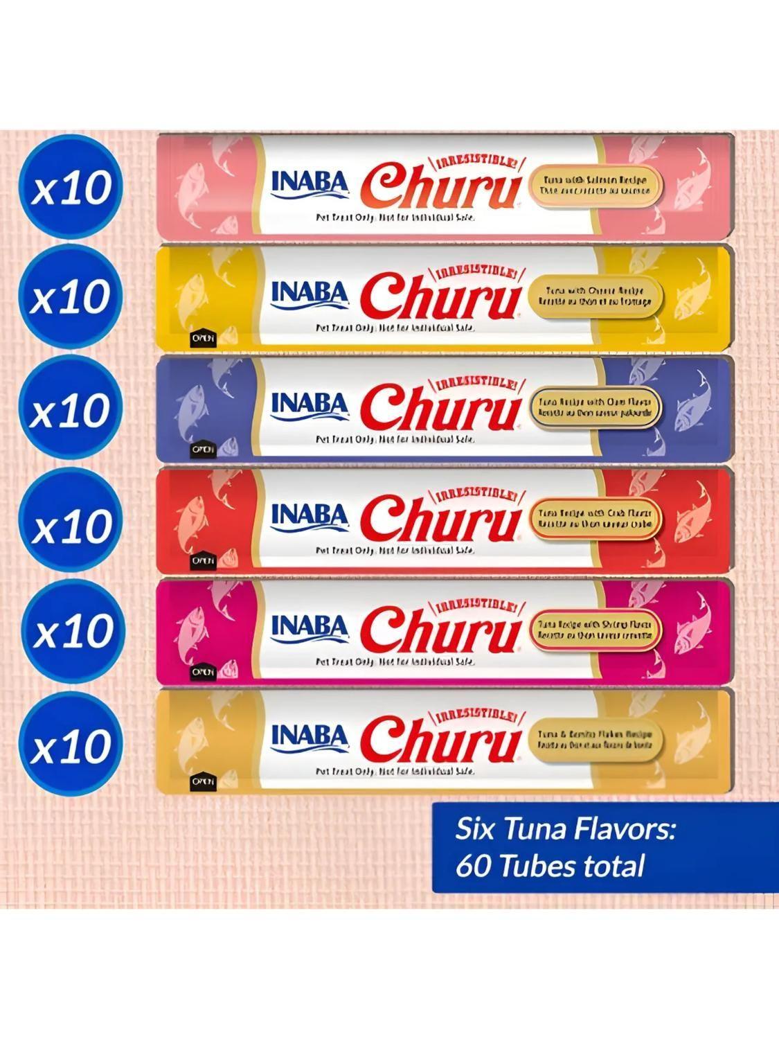 Churu Gatos Variedad Atún 60 Tubos 14g Snack Cremoso-1