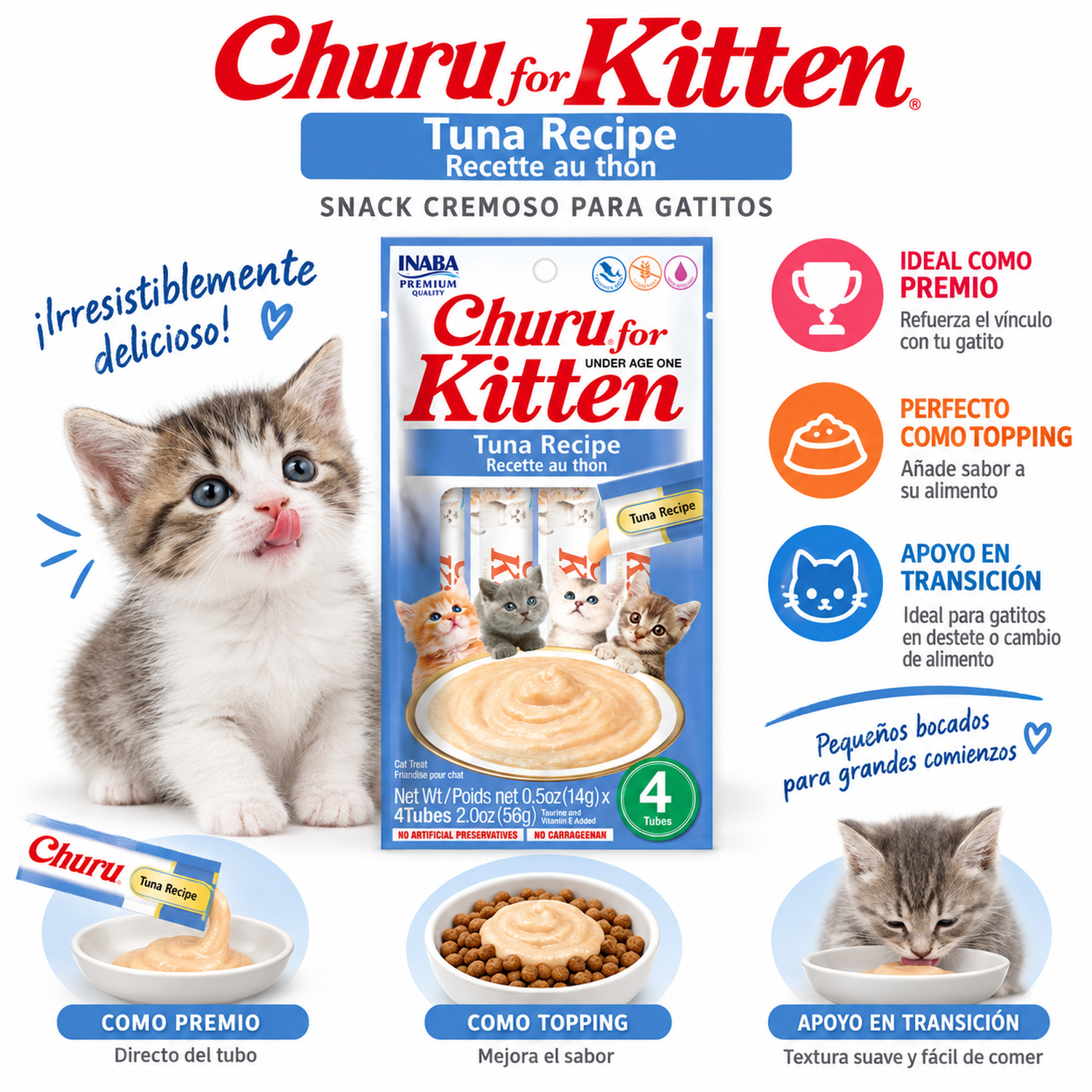 Inaba Churu Kitten Atún 14g x4 Pack 6 sobres-3