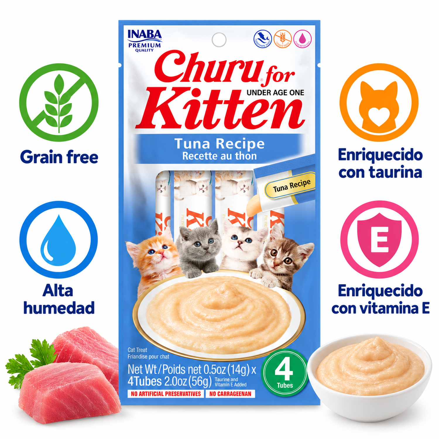 Inaba Churu Kitten Atún 14g x4 Pack 6 sobres-4