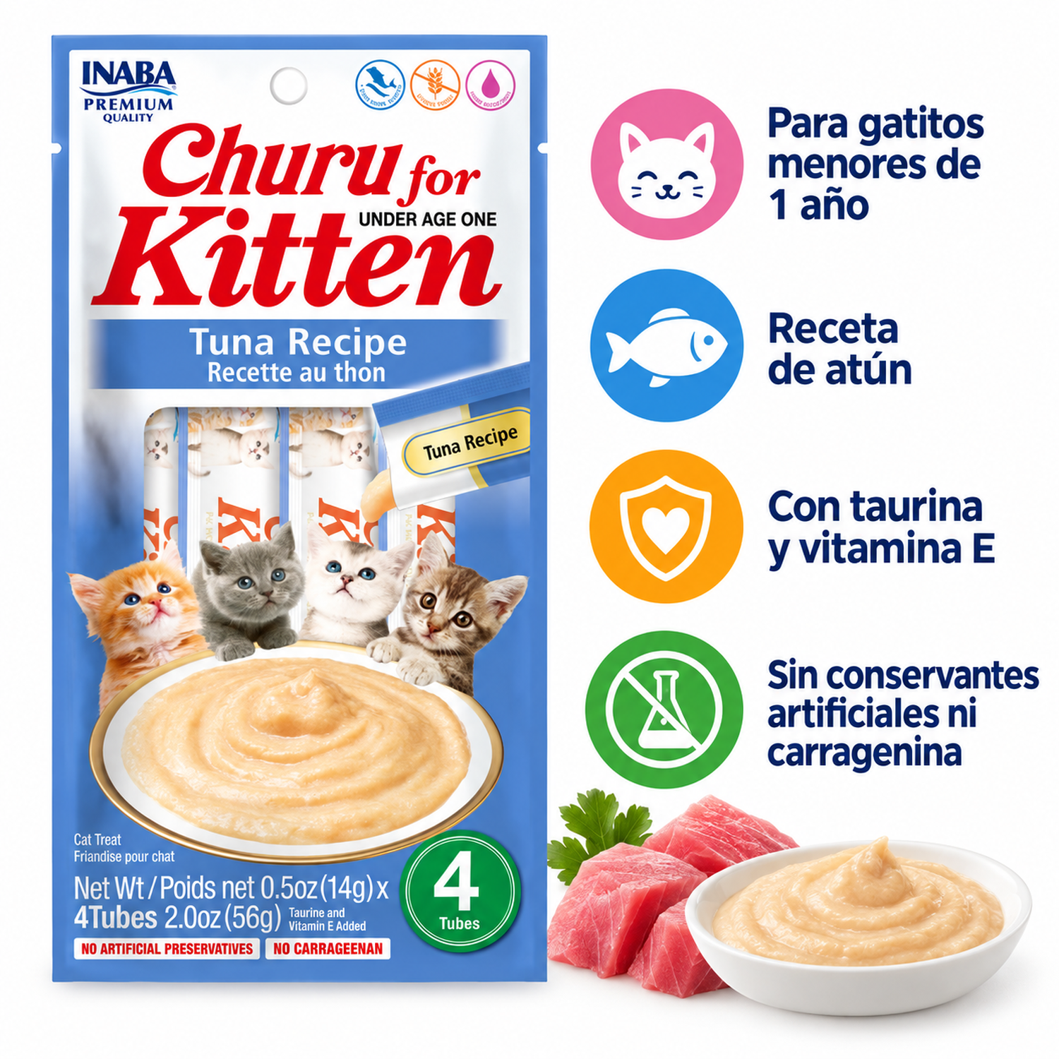 Inaba Churu Kitten Atún 14g x4 Pack 6 sobres-6