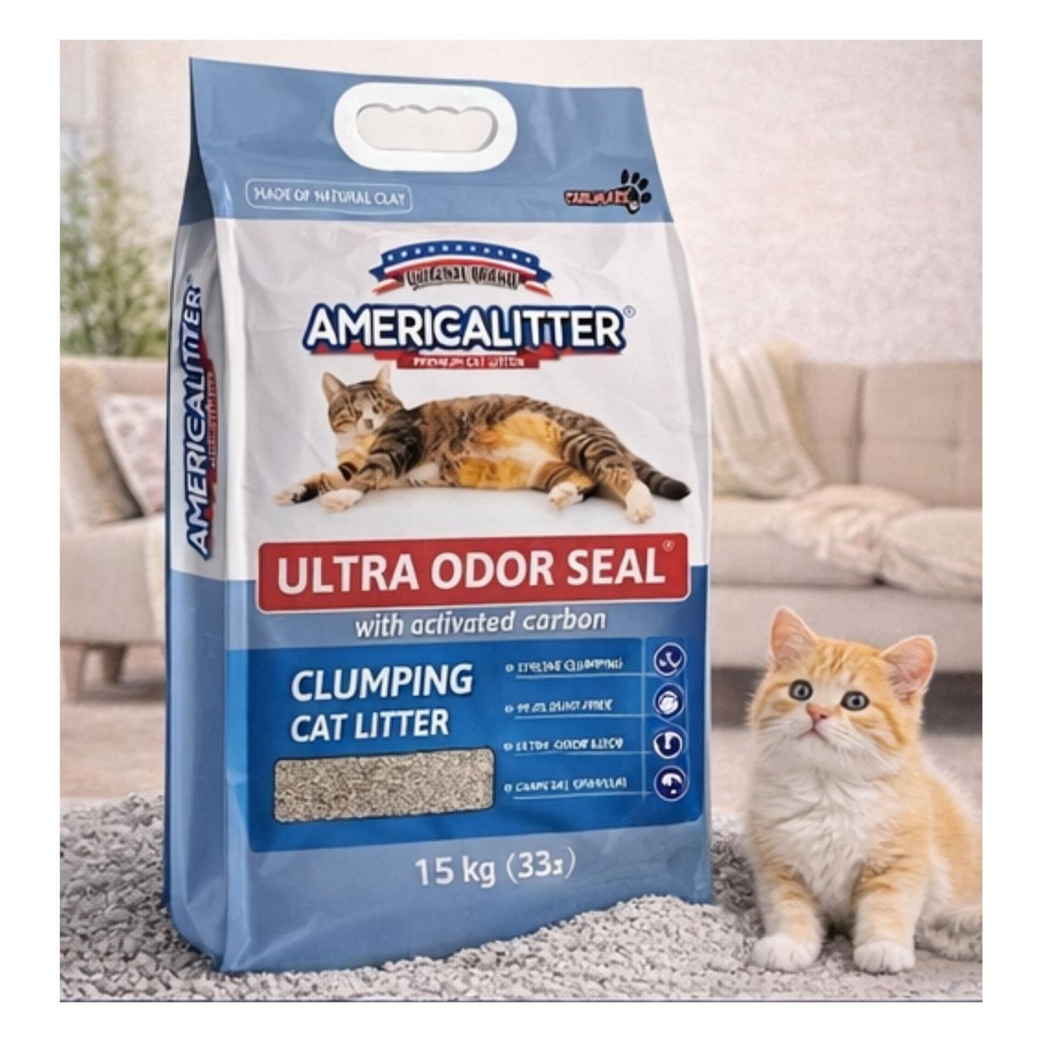 Arena Gato AmericaLitter 7 kg Ultra Odor Seal Carbon-4