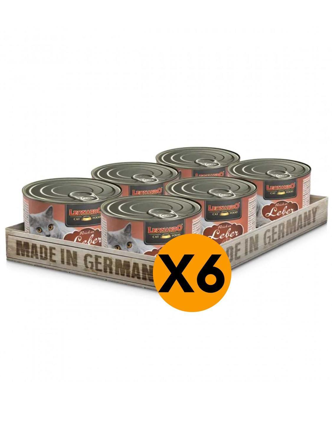 Alimento Leonardo Para Gato Sabor Higado Lata 200g - Pack 6-0