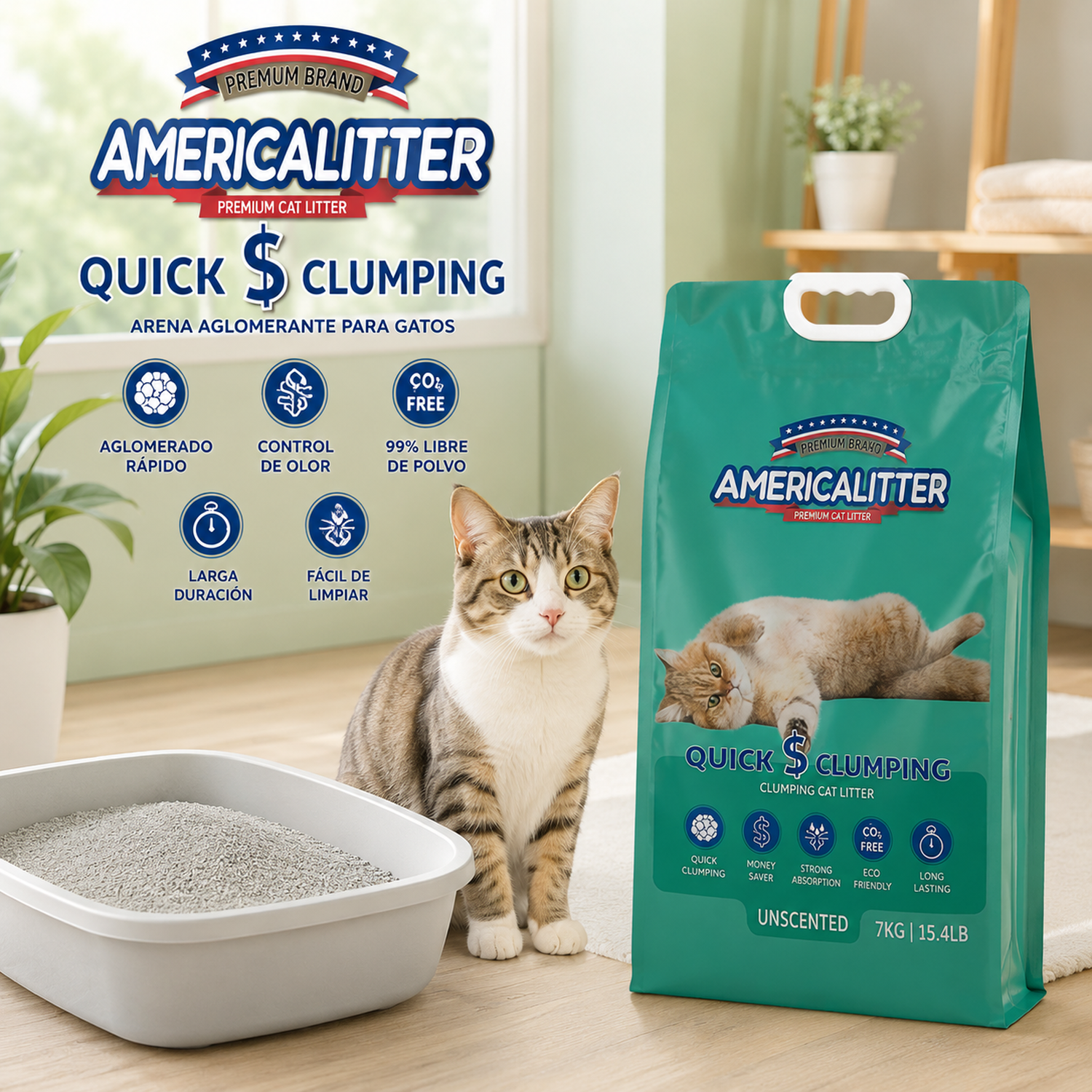 Arena Gato America Litter Quick Clumping 7 kg-2