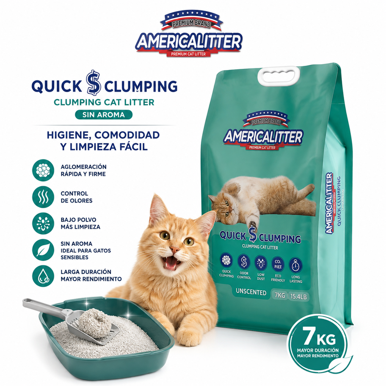 Arena Gato America Litter Quick Clumping 7 kg-5