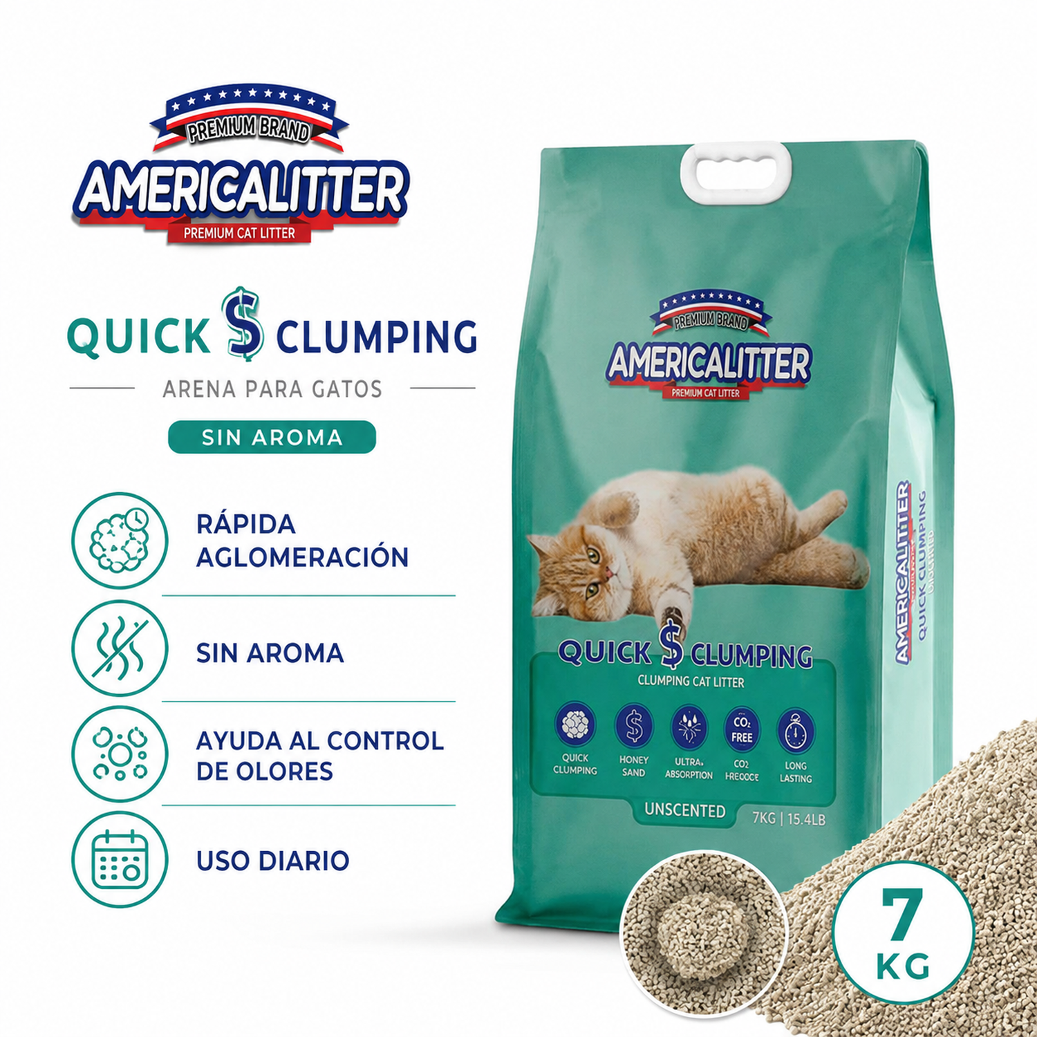 Arena Gato America Litter Quick Clumping 7 kg-6