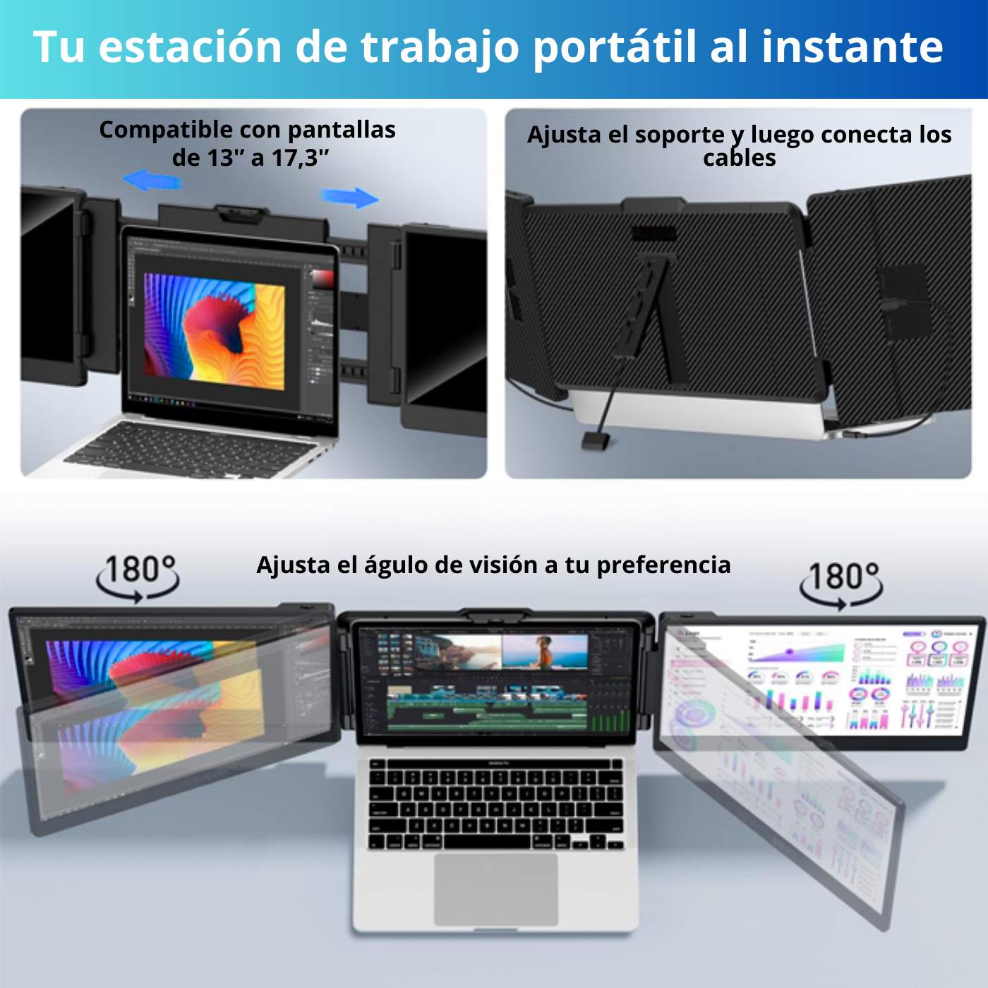 Monitor Portatil para Notebook doble pantalla de 14 pulgadas FHD-2