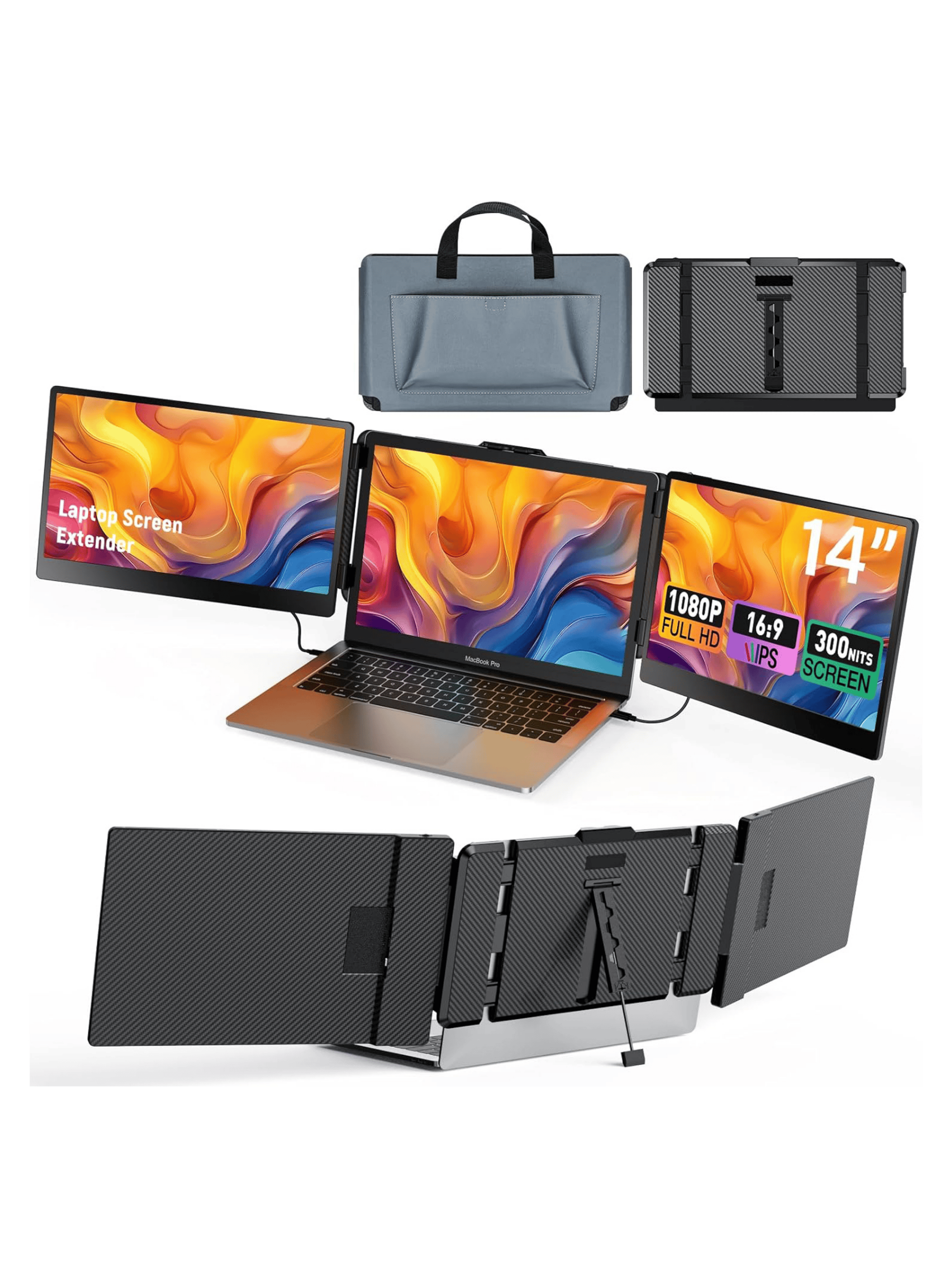 Monitor Portatil para Notebook doble pantalla de 14 pulgadas FHD-4