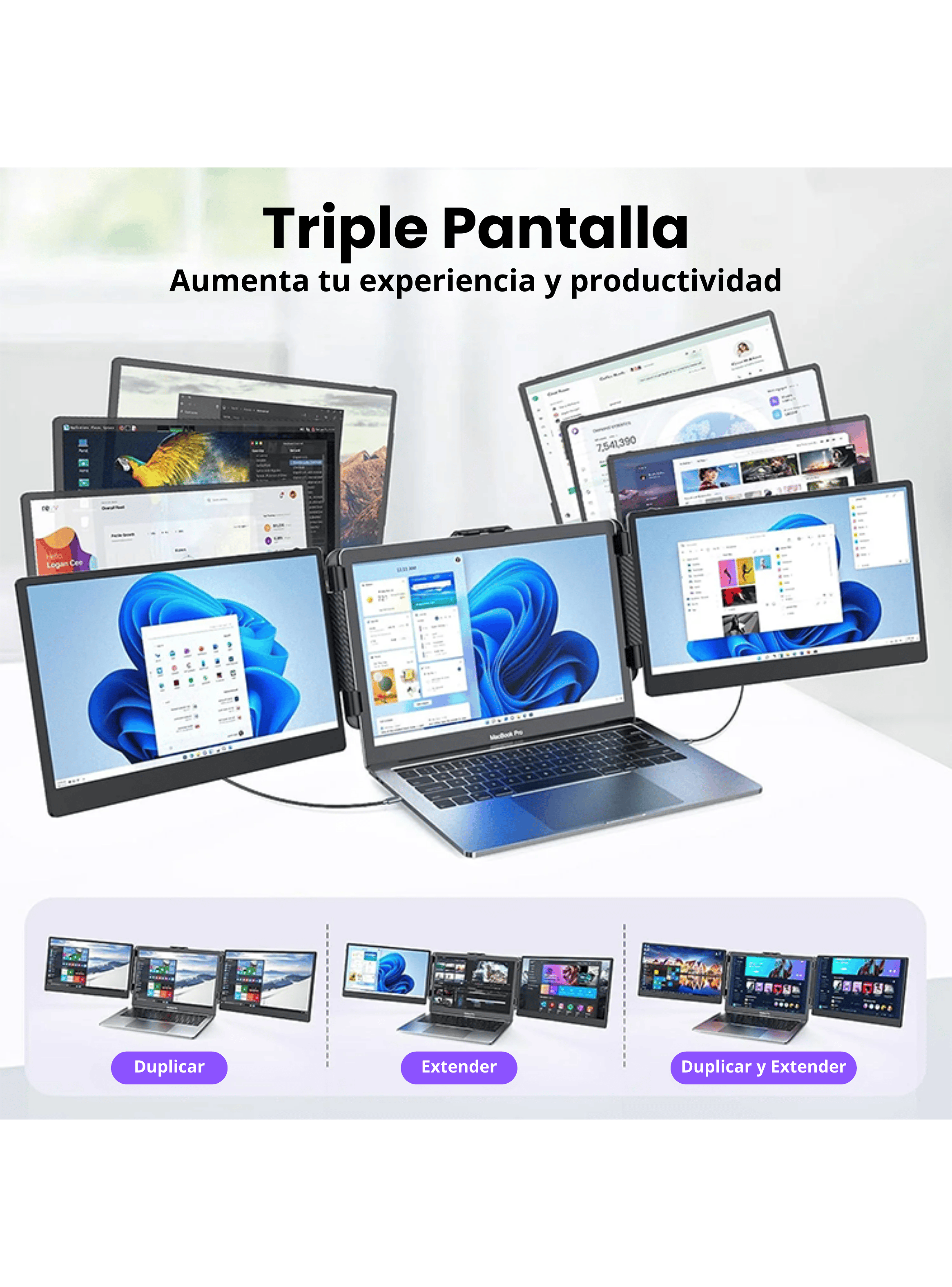 Monitor Portatil para Notebook doble pantalla de 14 pulgadas FHD-5