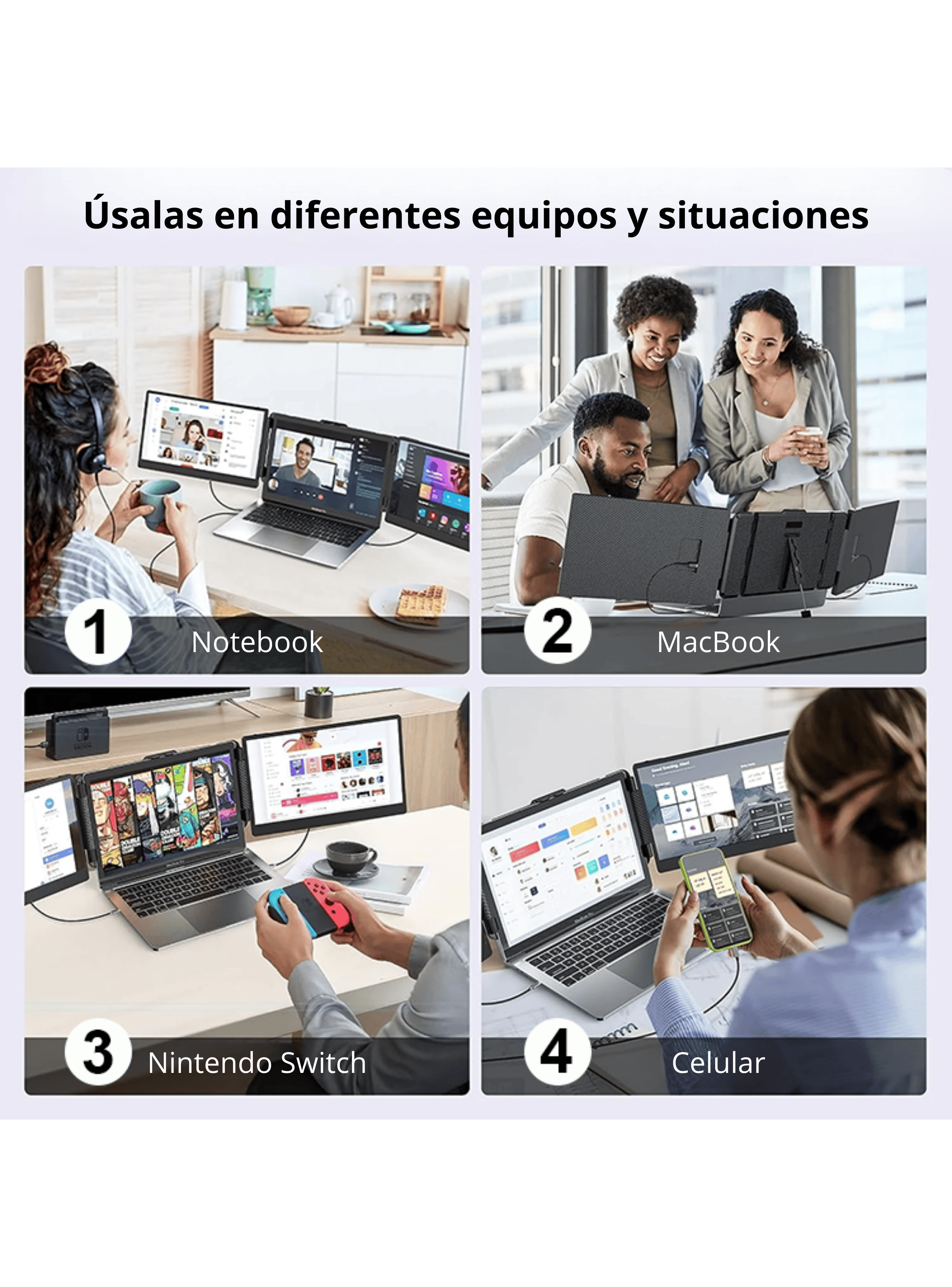 Monitor Portatil para Notebook doble pantalla de 14 pulgadas FHD-6