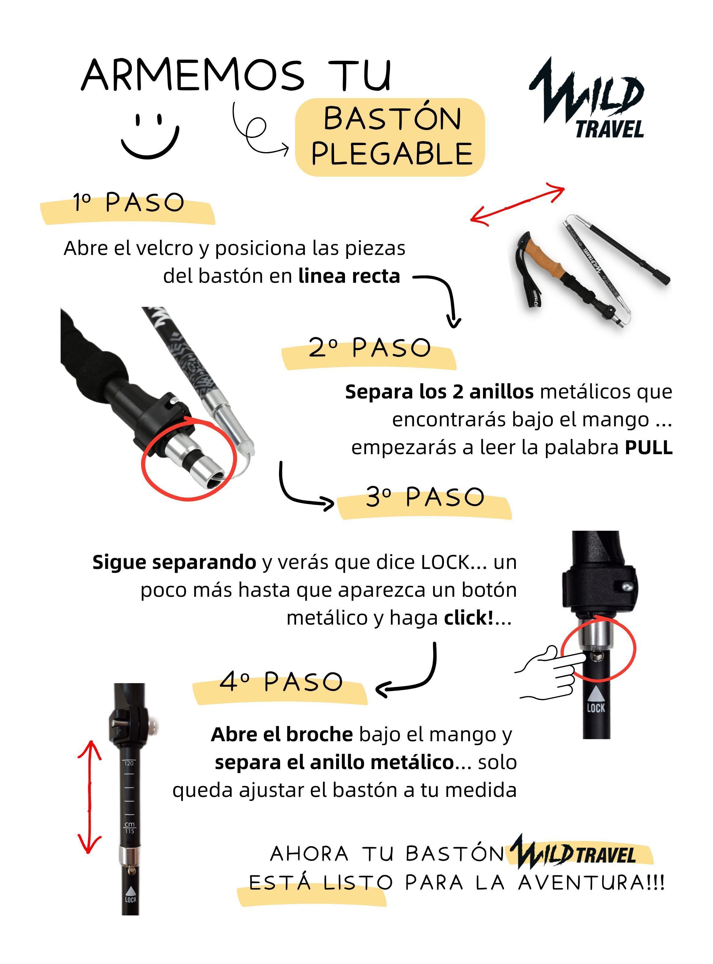 Bastones De Trekking 2 Unidades Par Plegable Aluminio 7075-7