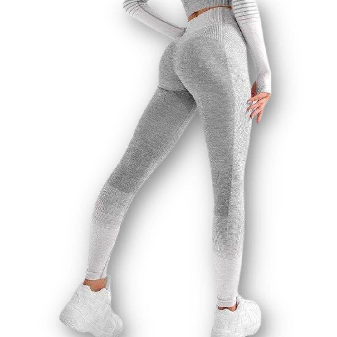 Conjunto Fitness Blanco Gimnasio 2 Piezas Manga Larga Sin Costuras-3