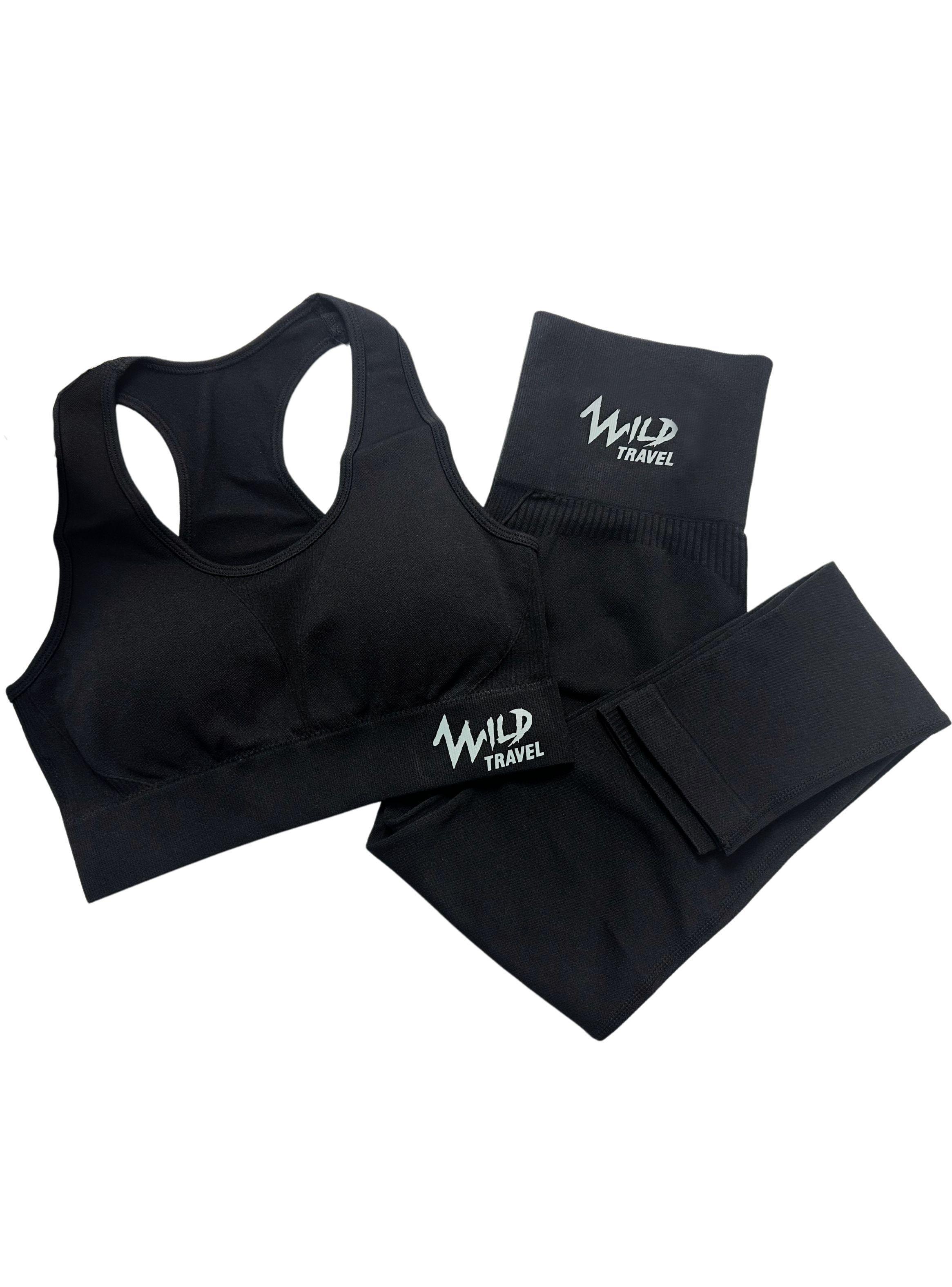 Conjunto Deportivo Set Peto y Calza Negro Midnight Flow Traje Mujer WildTravel-0