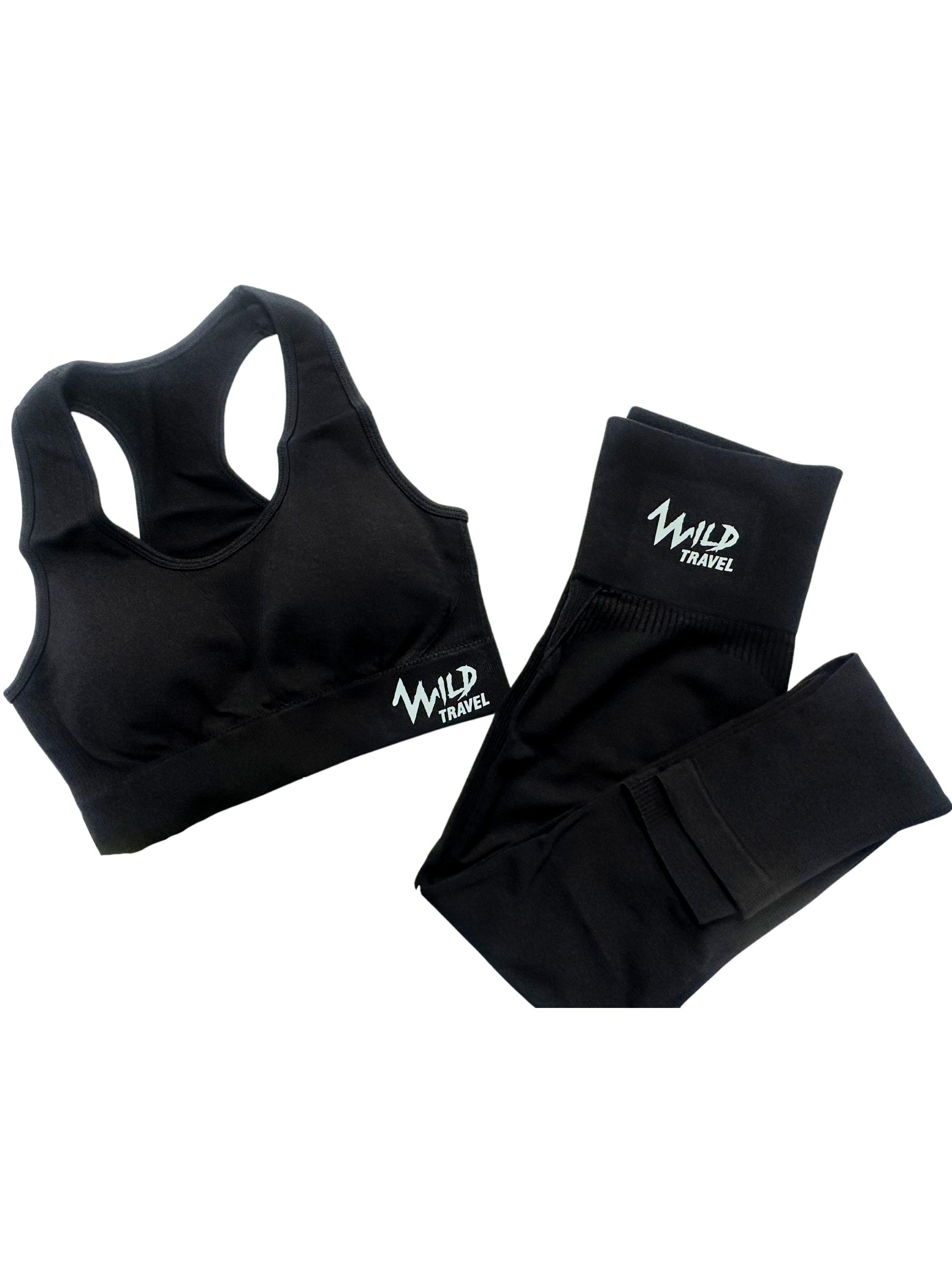 Conjunto Deportivo Set Peto y Calza Negro Midnight Flow Traje Mujer WildTravel-1