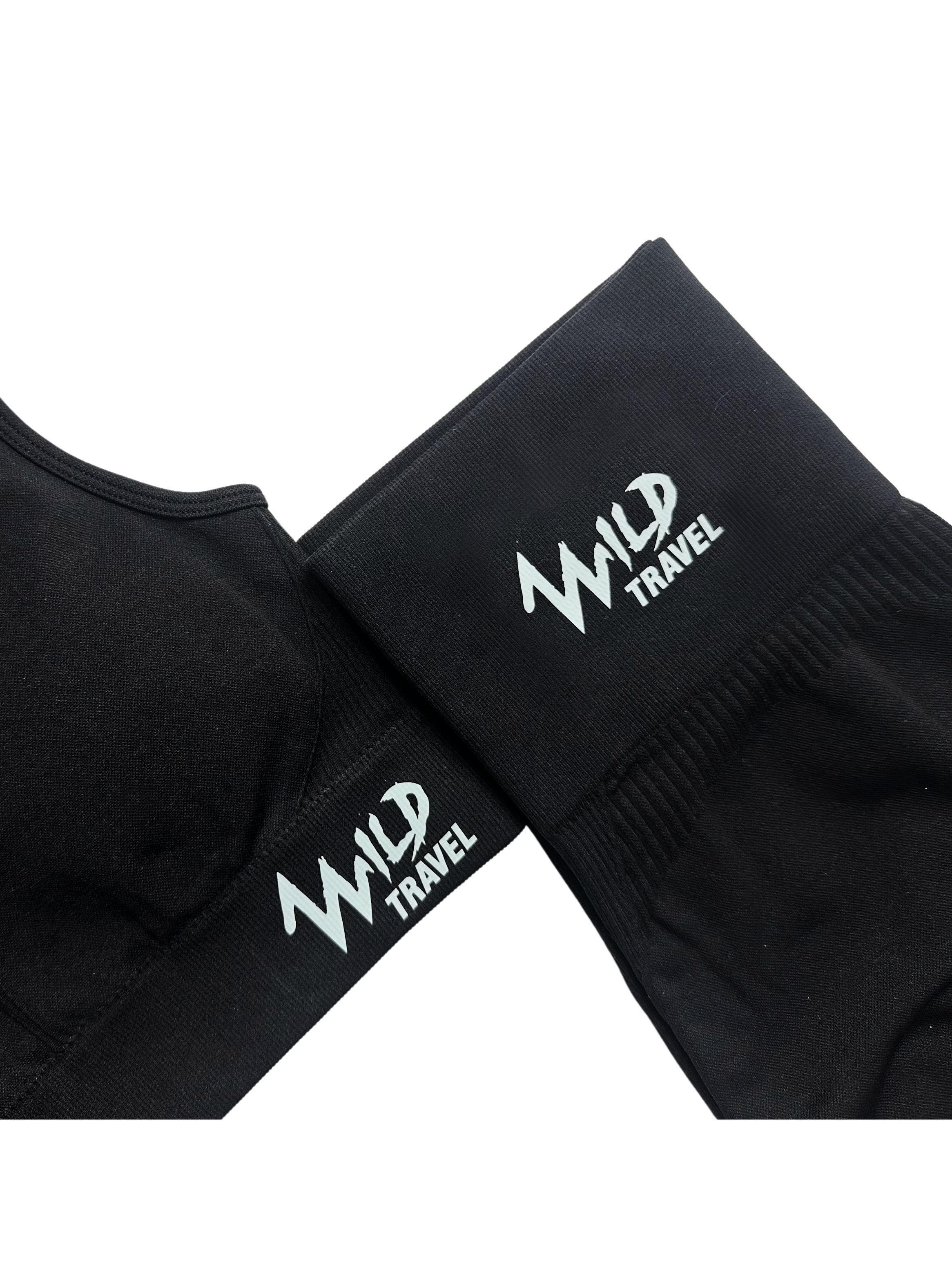 Conjunto Deportivo Set Peto y Calza Negro Midnight Flow Traje Mujer WildTravel-5