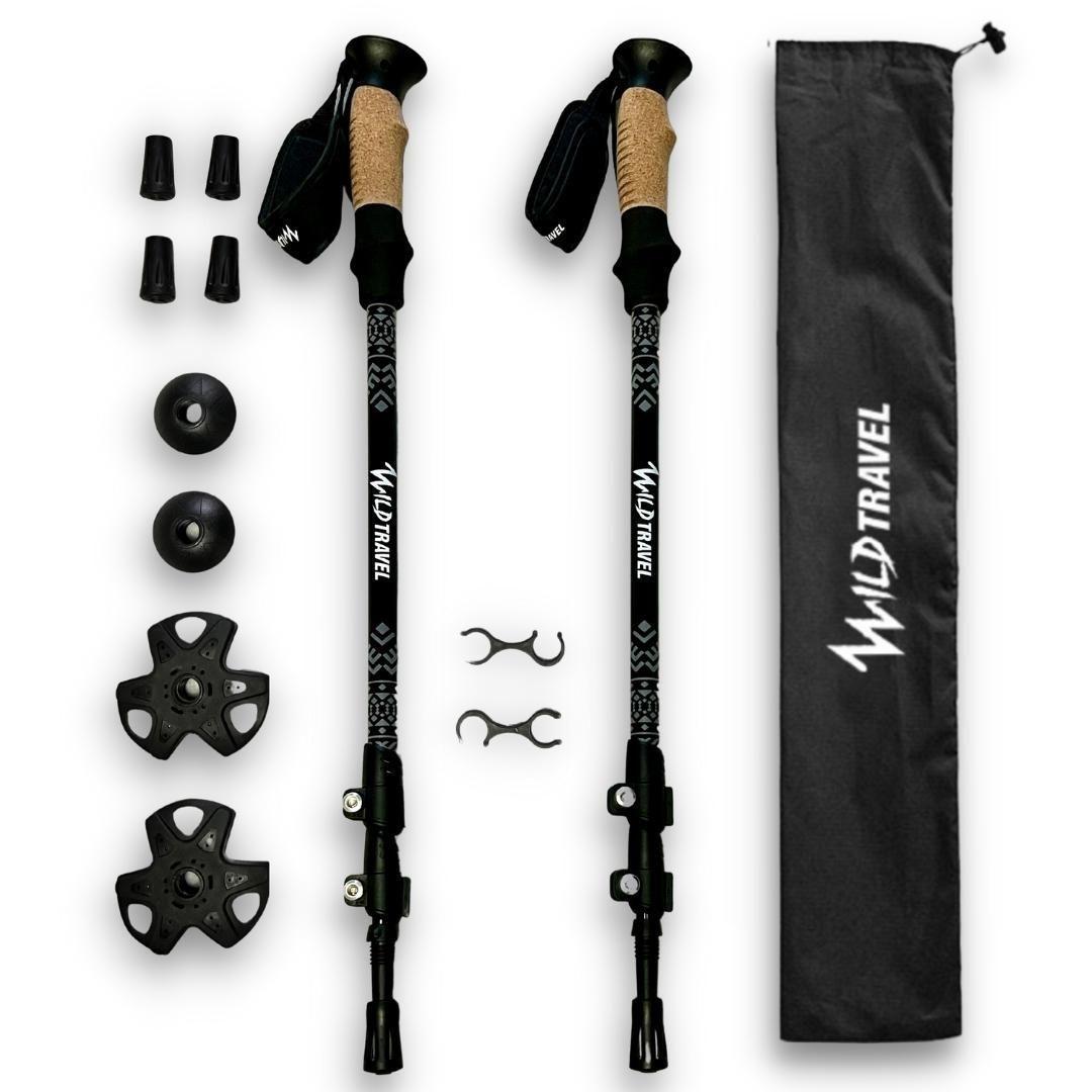 Bastones de Trekking Wild Travel 2 unidades Negro-0