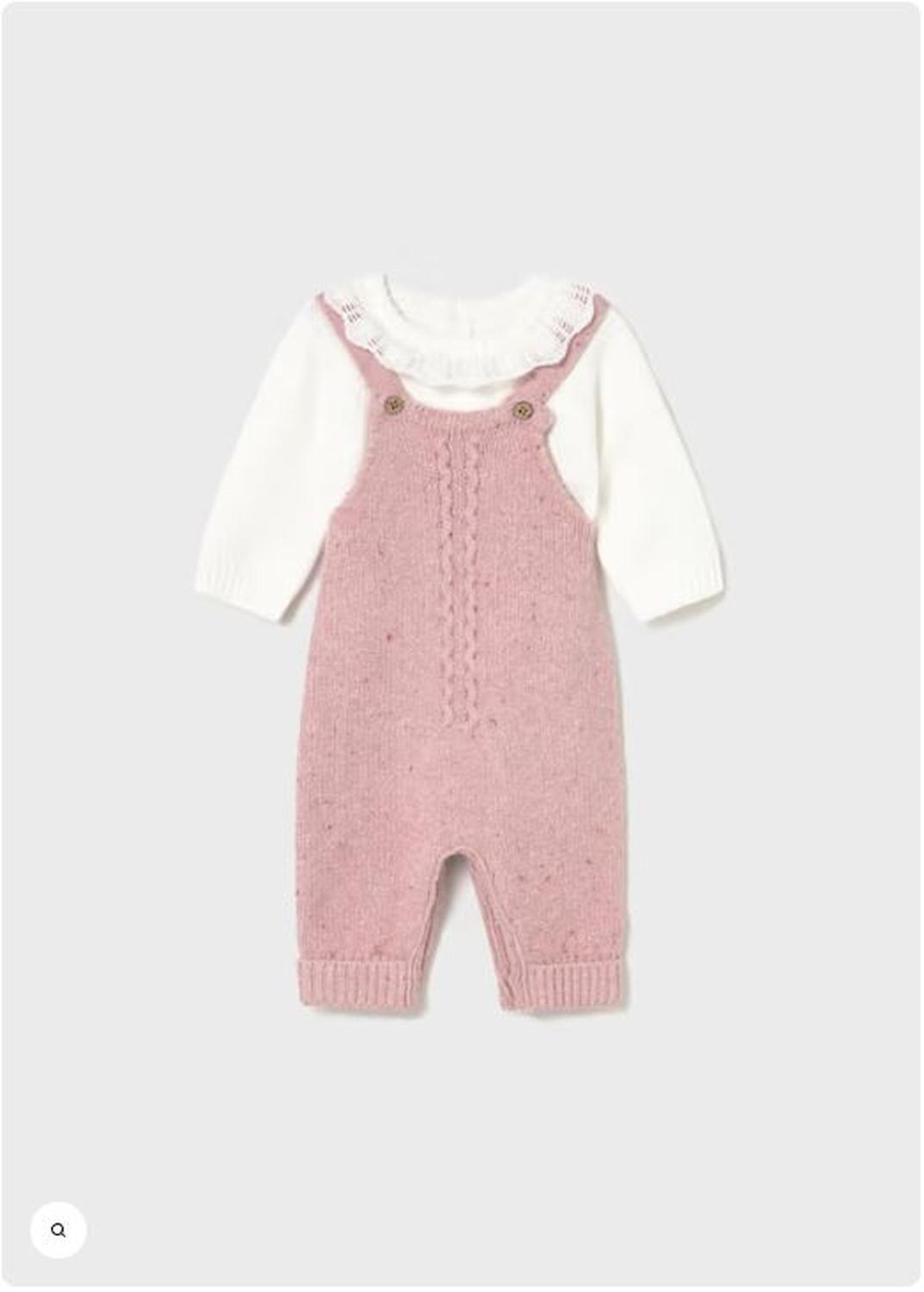 Conjunto jardinera y jersey cuellito con blondas recien nacida.-0