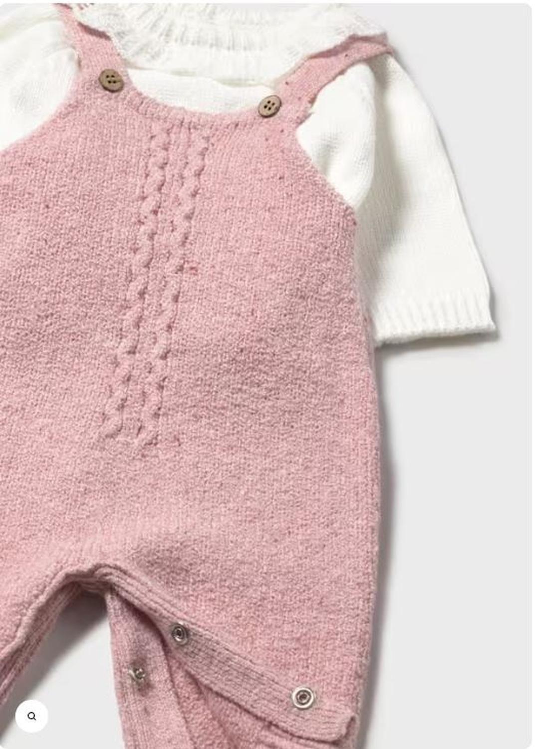 Conjunto jardinera y jersey cuellito con blondas recien nacida.-1