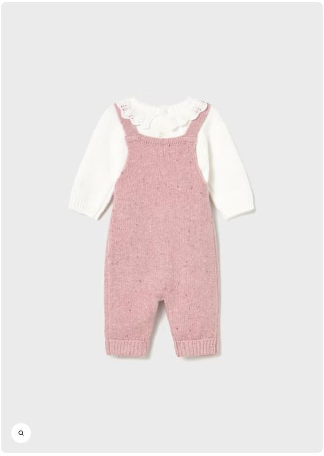 Conjunto jardinera y jersey cuellito con blondas recien nacida.-2