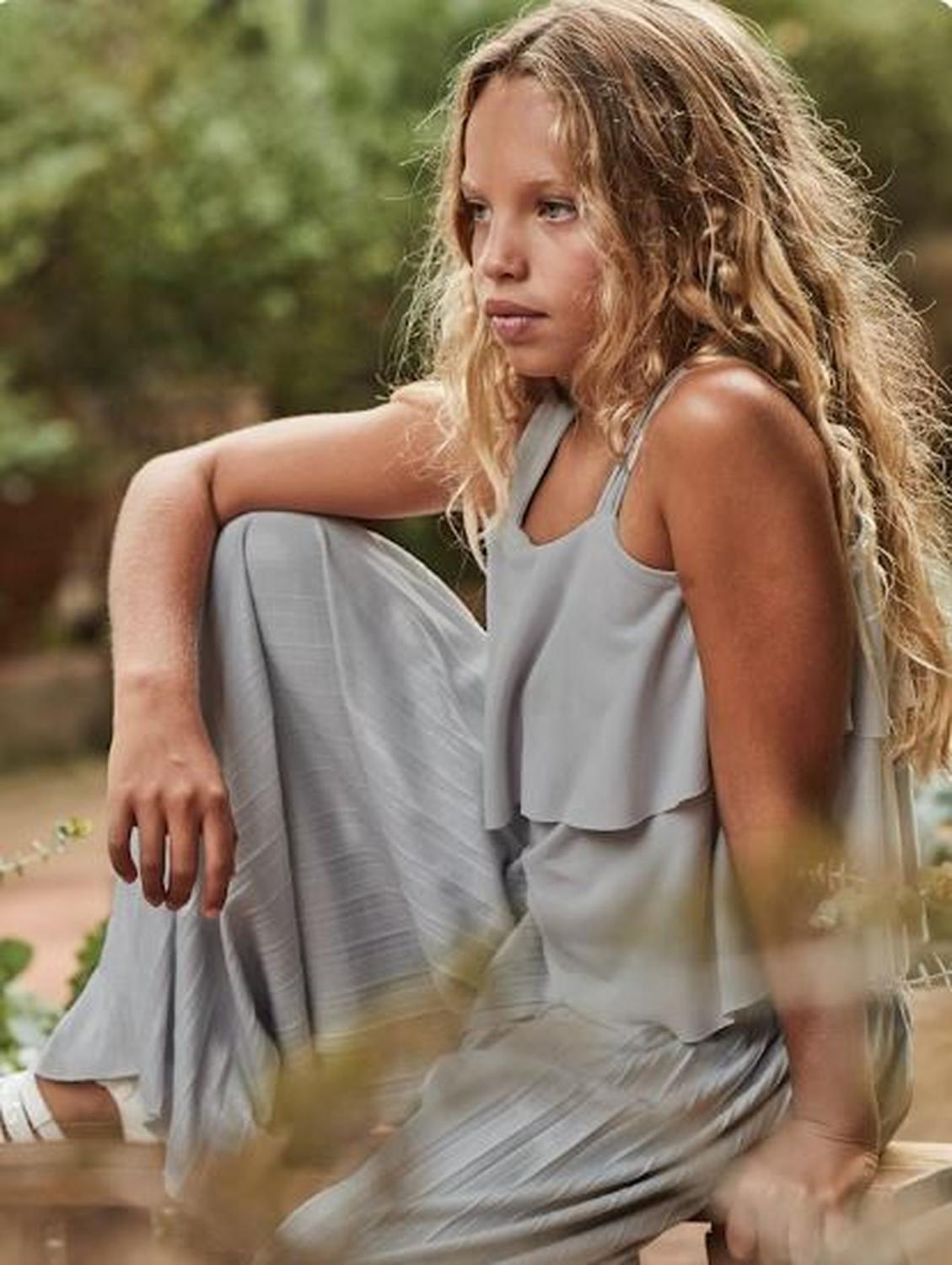 Conjunto pantalón largo y top plisado chica Ceremonia-1